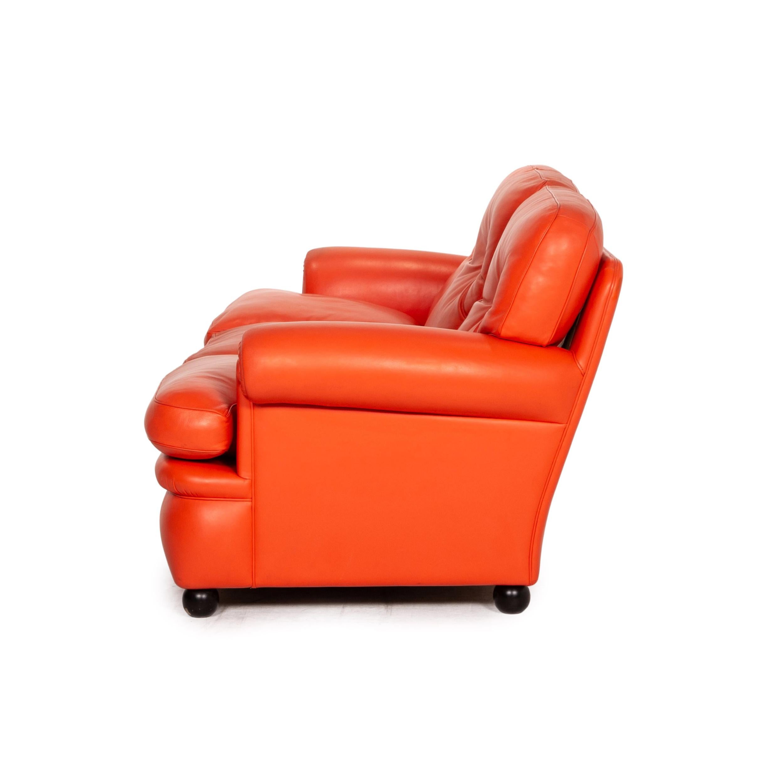 Poltrona Frau Dream on Leather Sofa Coral Orange Chesterfield Sofa Couch 5