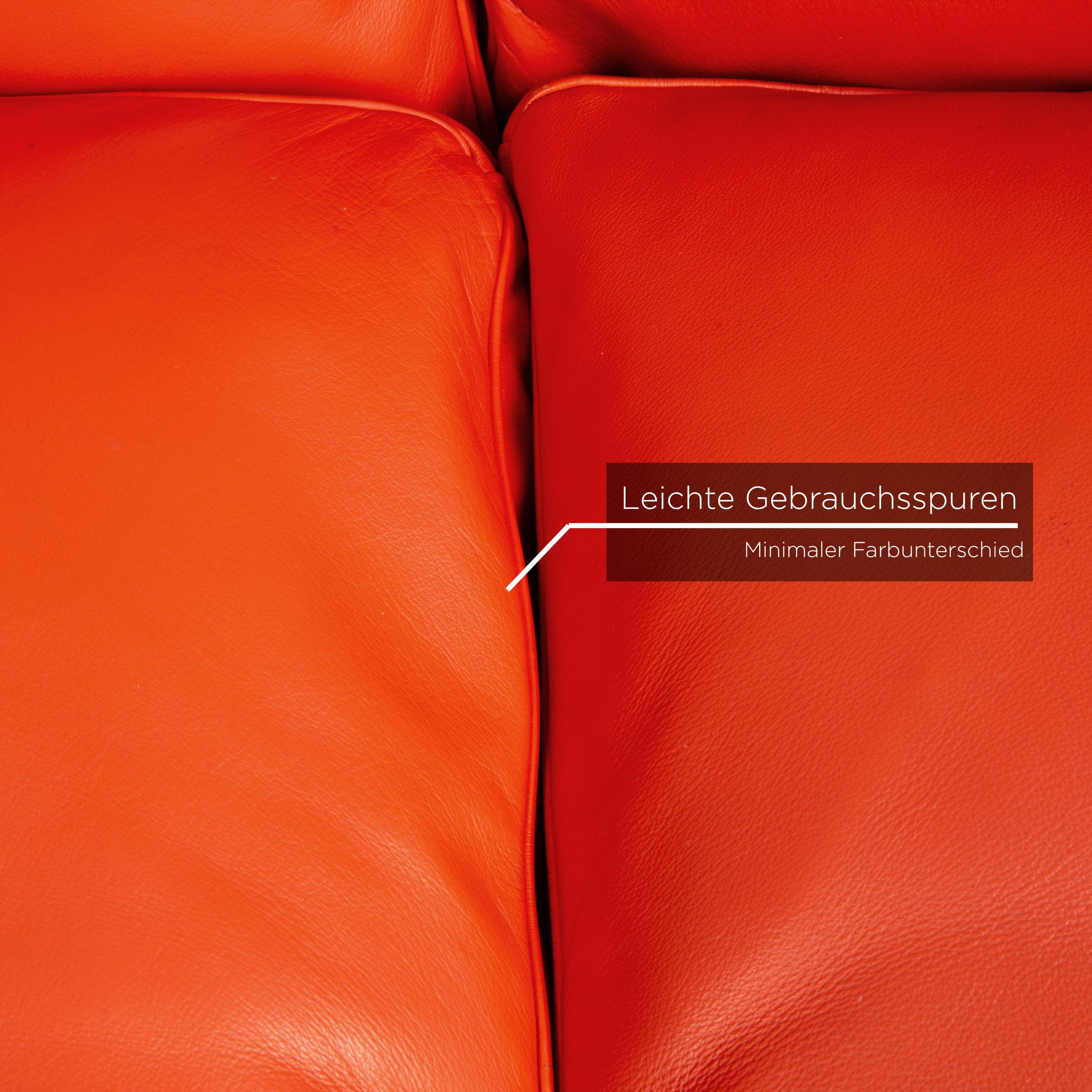 Italian Poltrona Frau Dream on Leather Sofa Coral Orange Chesterfield Sofa Couch