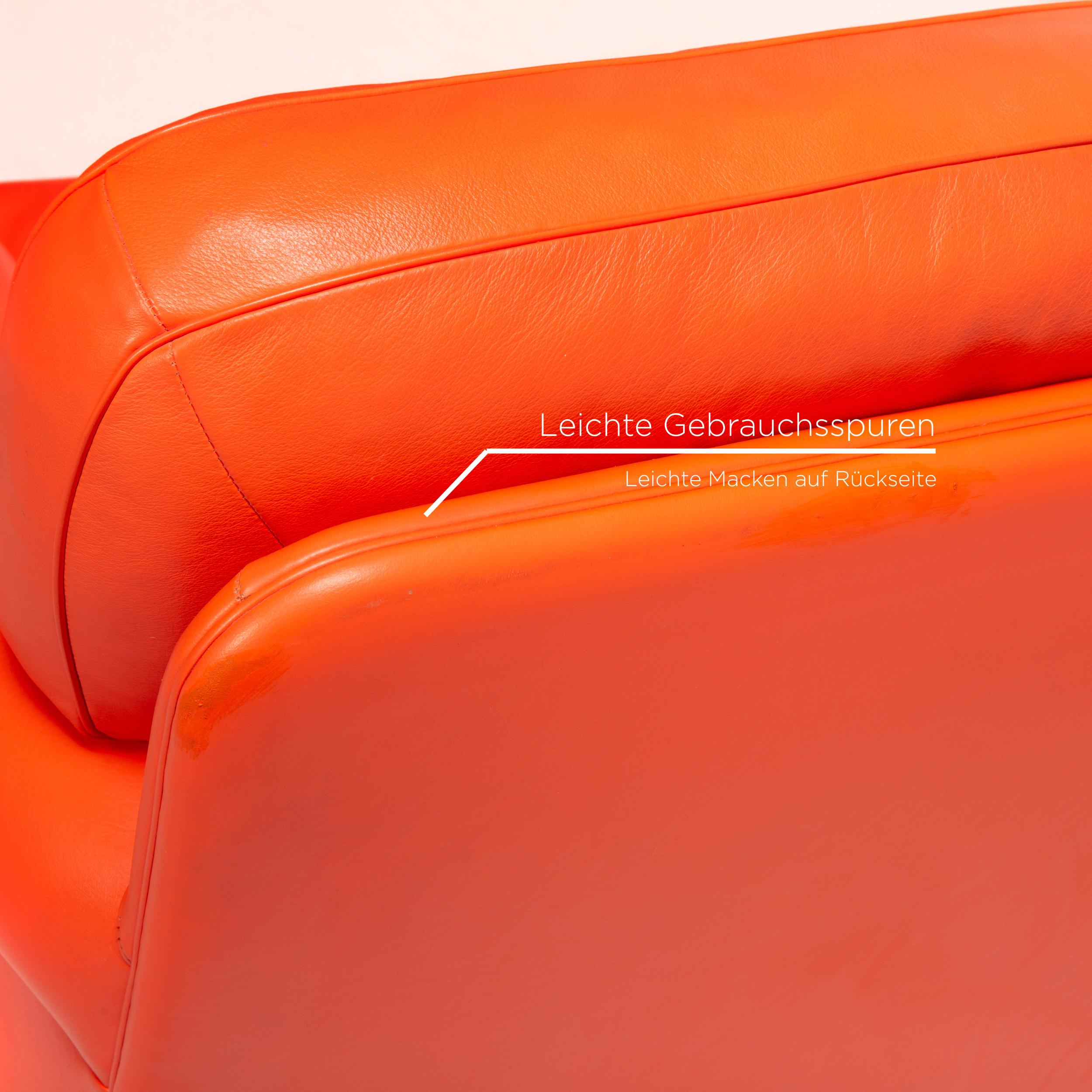 Poltrona Frau Dream on Leather Sofa Coral Orange Chesterfield Sofa Couch In Excellent Condition In Cologne, DE