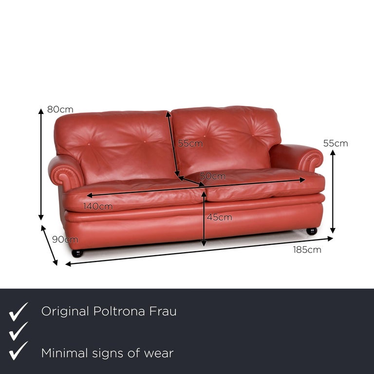 Poltrona Frau Dream on Leather Sofa Coral Orange TwoSeater Couch at