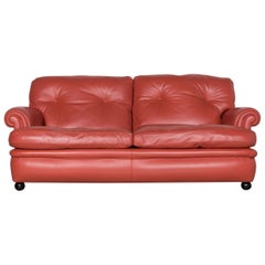 Poltrona Frau Dream on Leather Sofa Coral Orange Two-Seater Couch