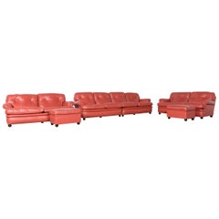 Poltrona Frau Dream on Sofa Footstool Set Designer Leather Three-Seat Couch