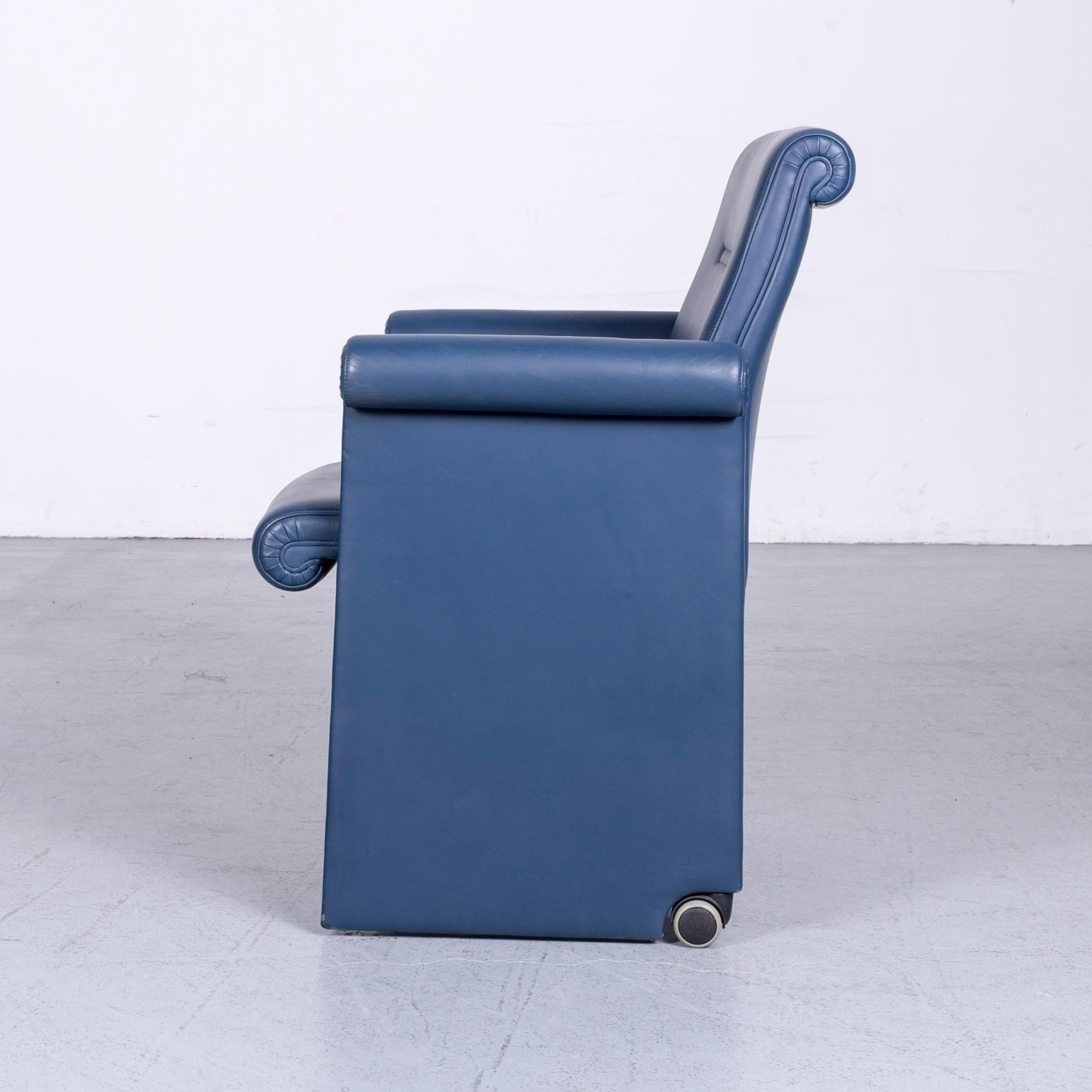 Poltrona Frau Forum Bridge Designer Leather Armchair Blue One-Seat For Sale 2