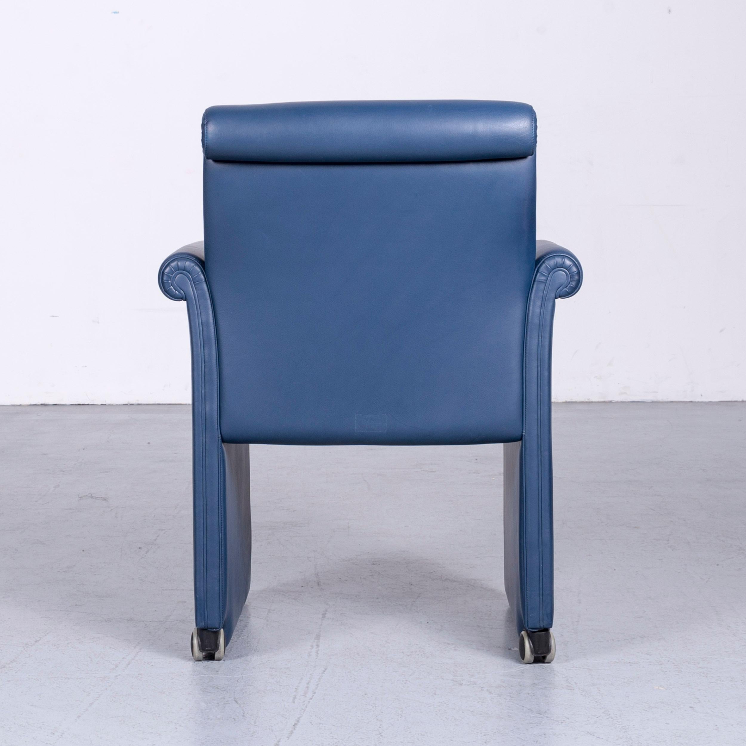 Poltrona Frau Forum Bridge Designer Leather Armchair Blue One-Seat For Sale 1