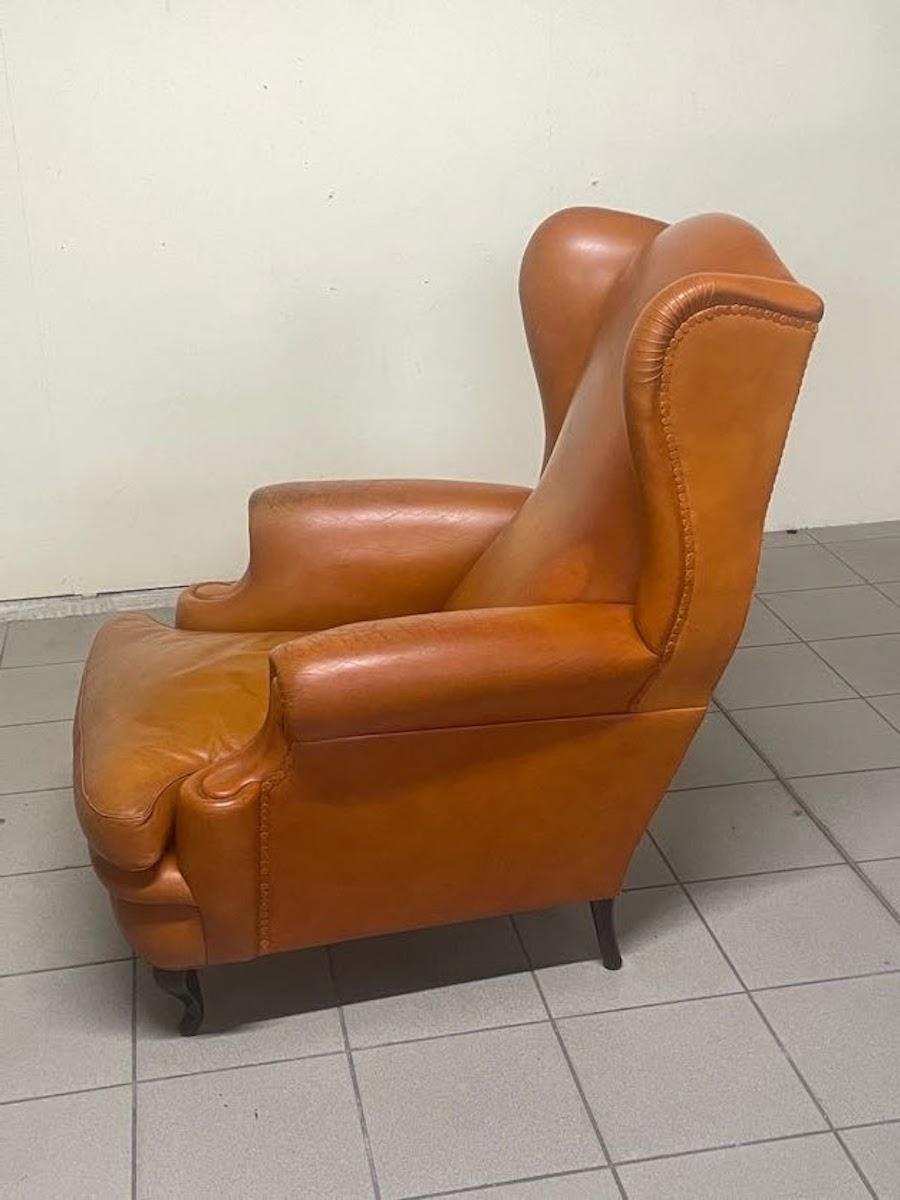 Sillón de cuero color coñac Frau, Italia, años 60 en venta 3