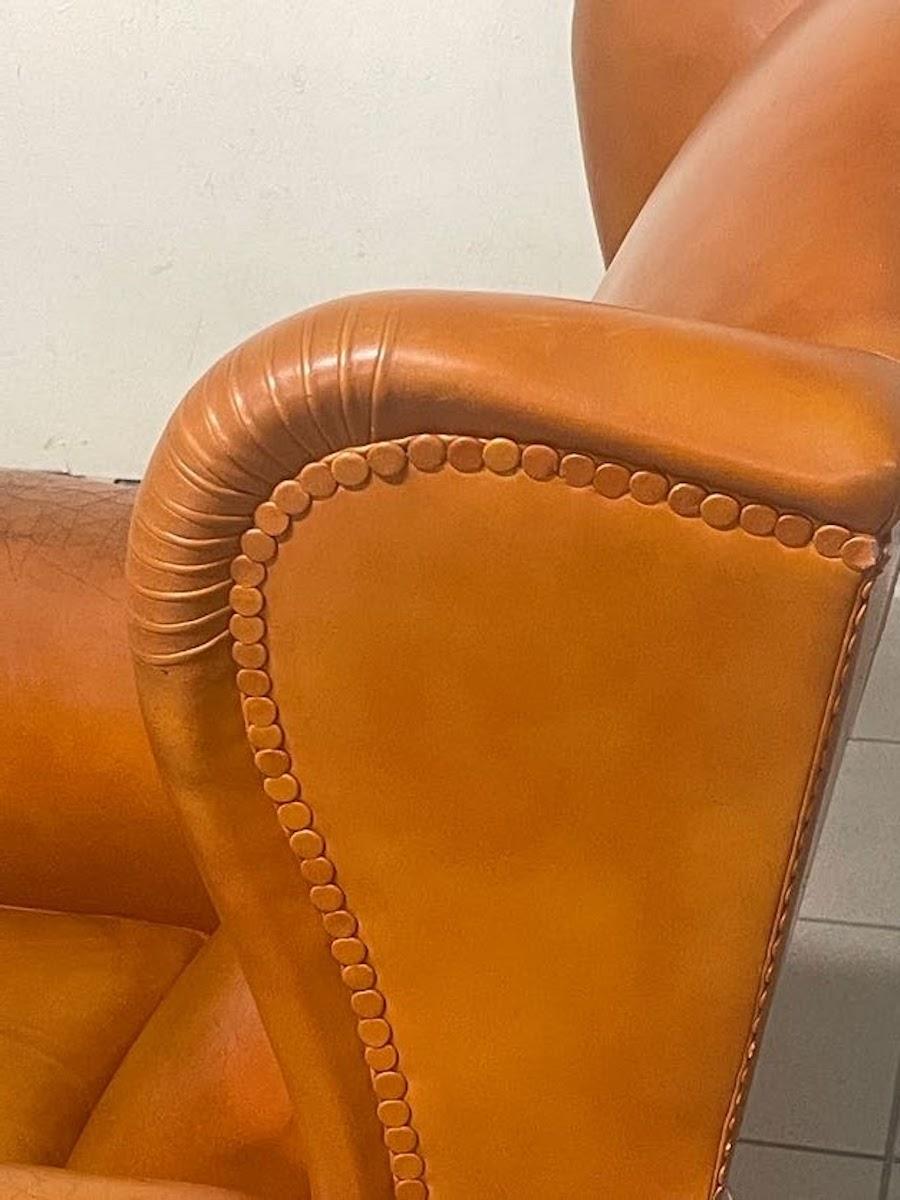 Sillón de cuero color coñac Frau, Italia, años 60 en venta 4