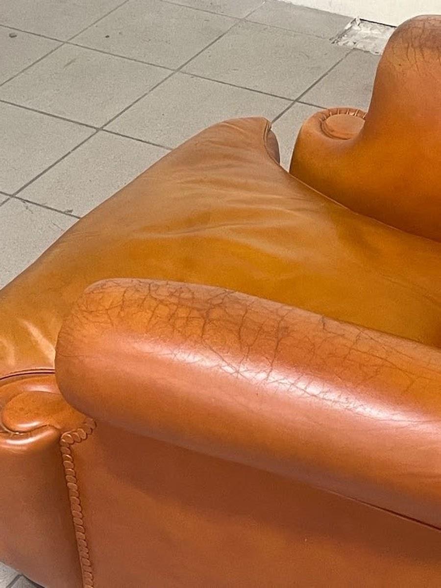 Sillón de cuero color coñac Frau, Italia, años 60 en venta 5