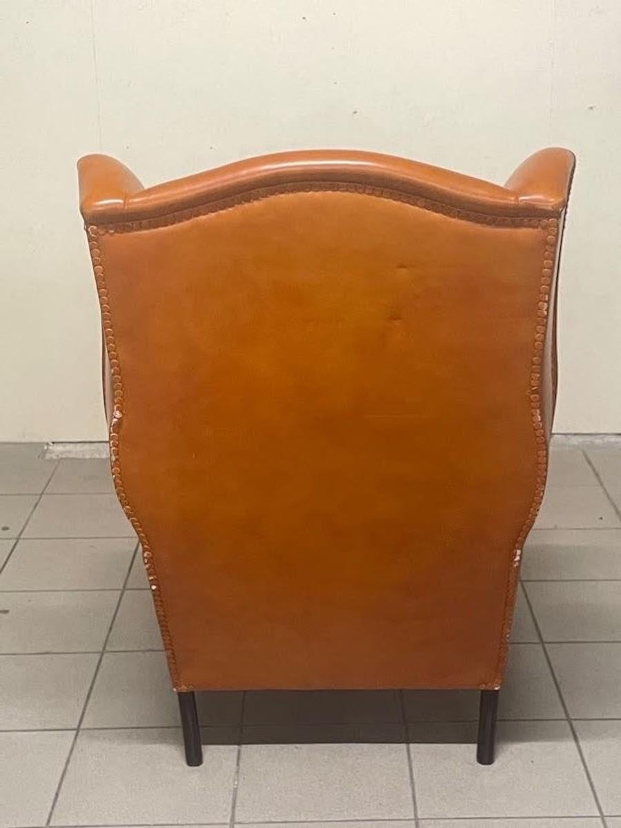 Sillón de cuero color coñac Frau, Italia, años 60 en venta 6