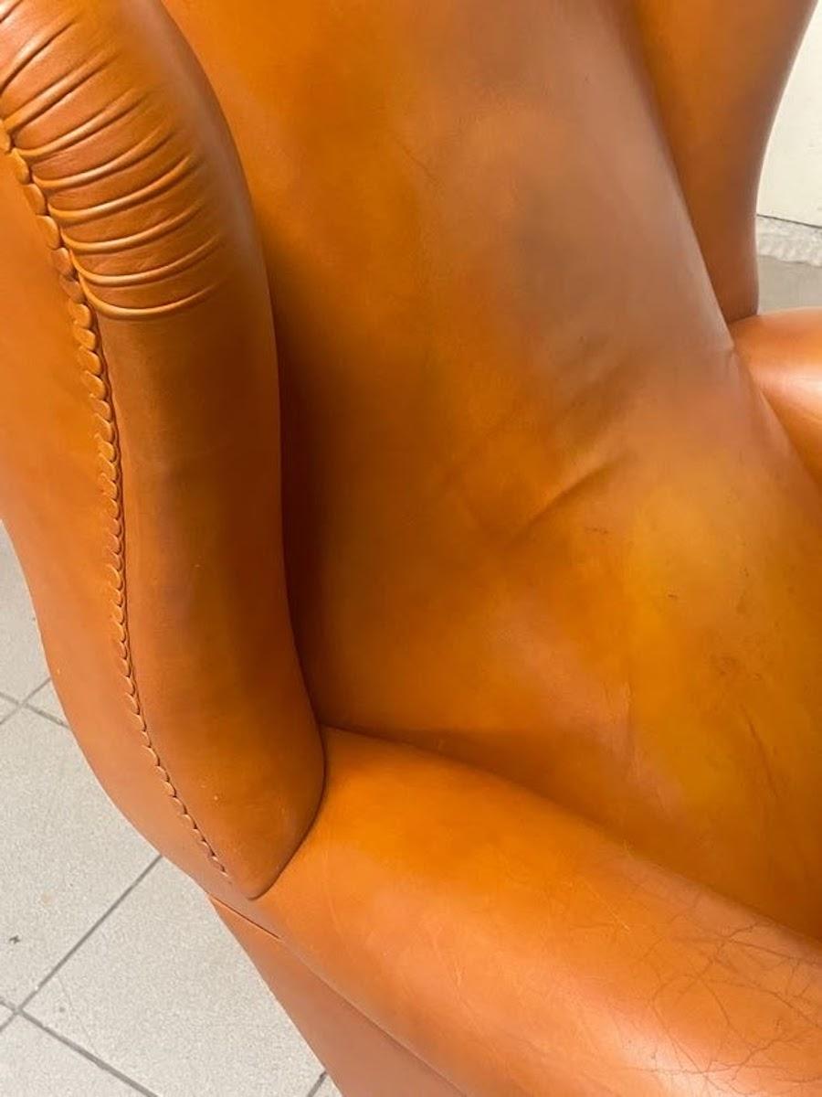 Sillón de cuero color coñac Frau, Italia, años 60 en venta 9
