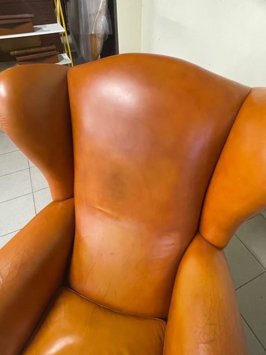 Sillón de cuero color coñac Frau, Italia, años 60 en venta 13