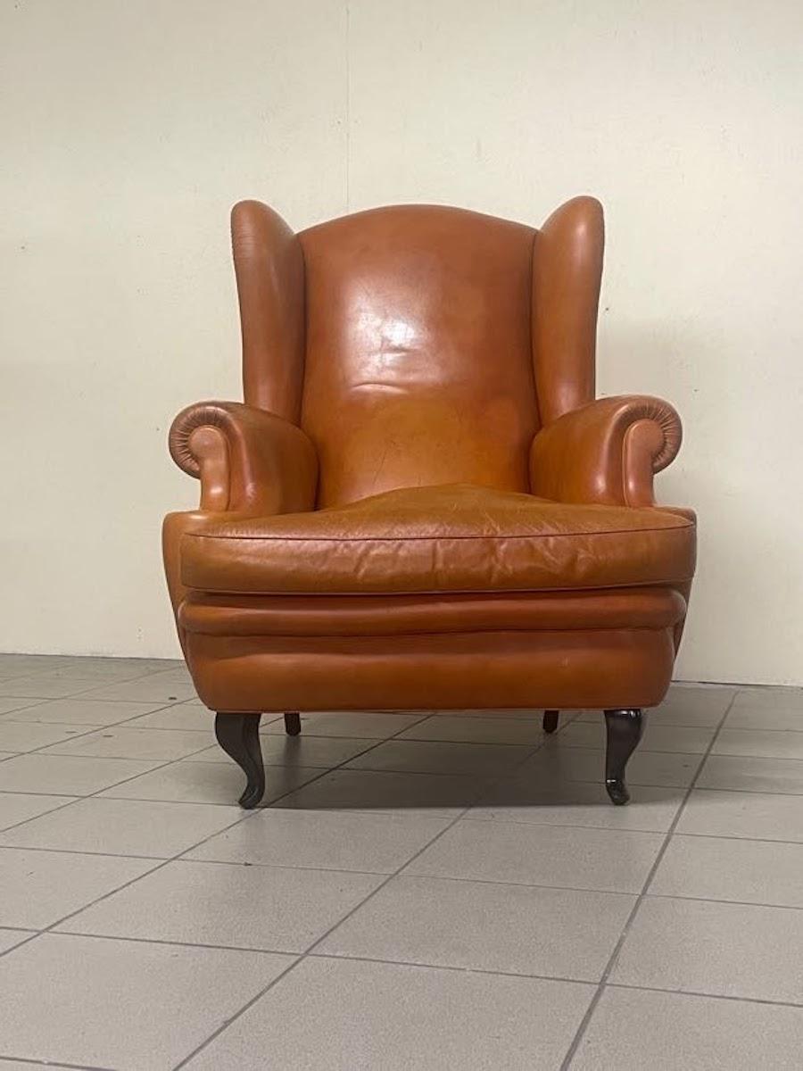 Sillón de cuero color coñac Frau, Italia, años 60 Mid-20th Century en venta