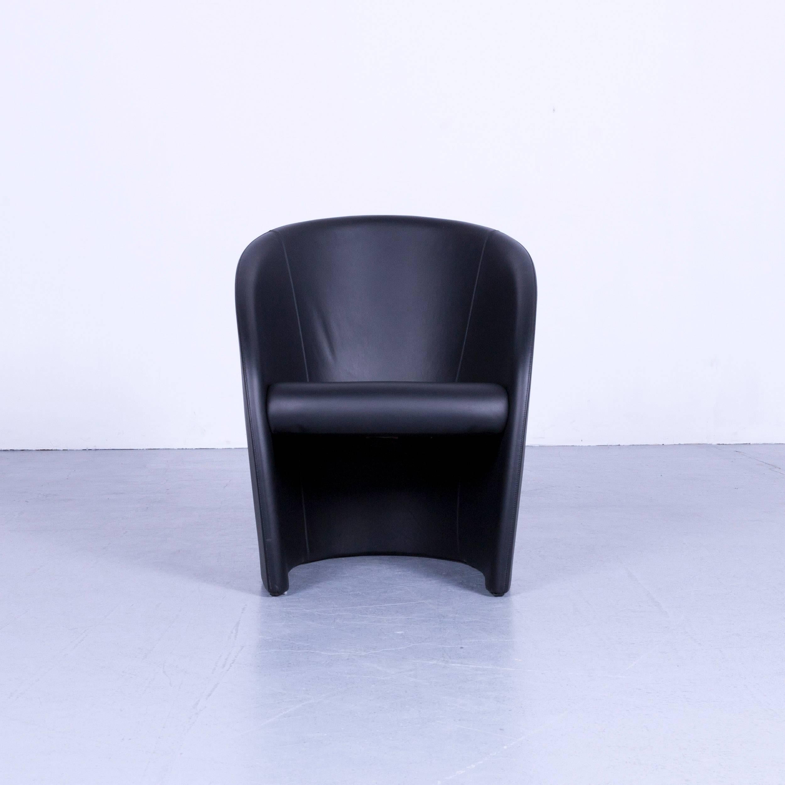 Chesterfield Poltrona Frau Intervista Designer Leather Armchair Black One-Seat
