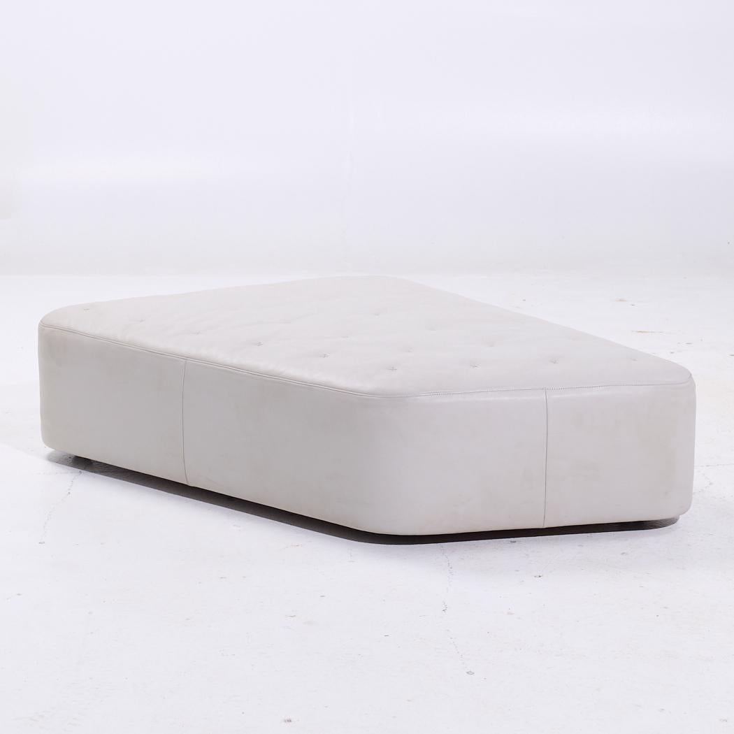 Modern Poltrona Frau Italian White Leather Ottoman For Sale