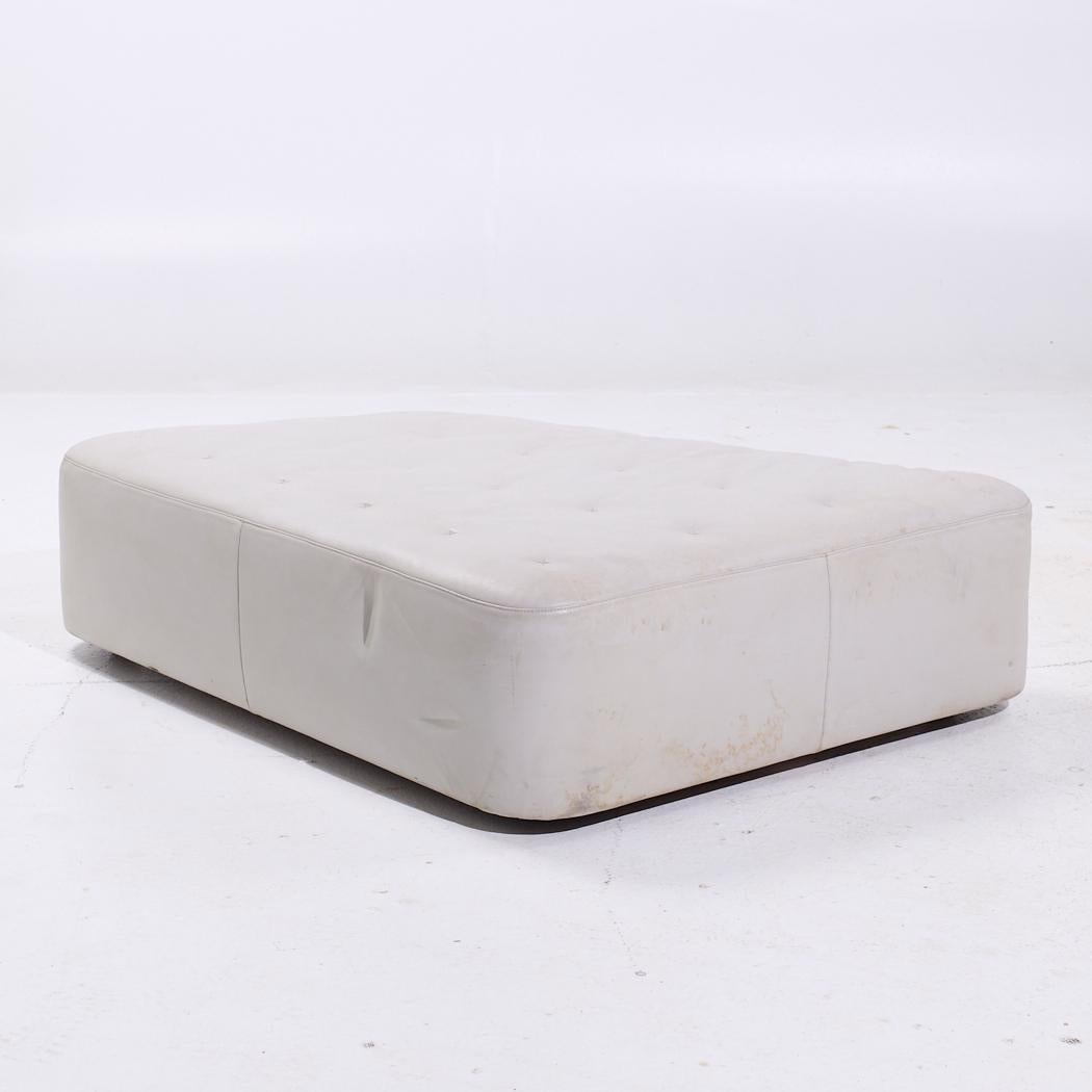 Poltrona Frau Italian White Leather Ottoman For Sale 1