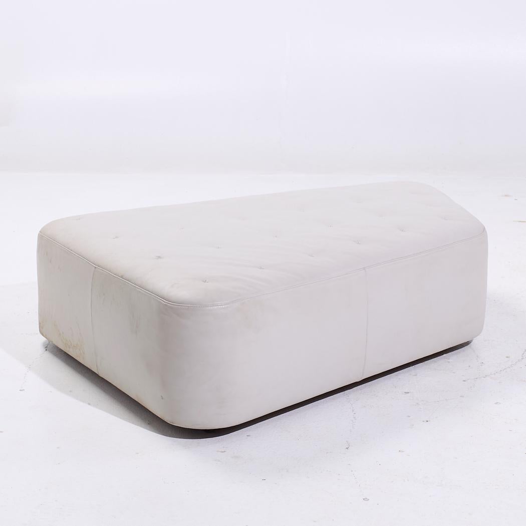 Poltrona Frau Italian White Leather Ottoman For Sale 3