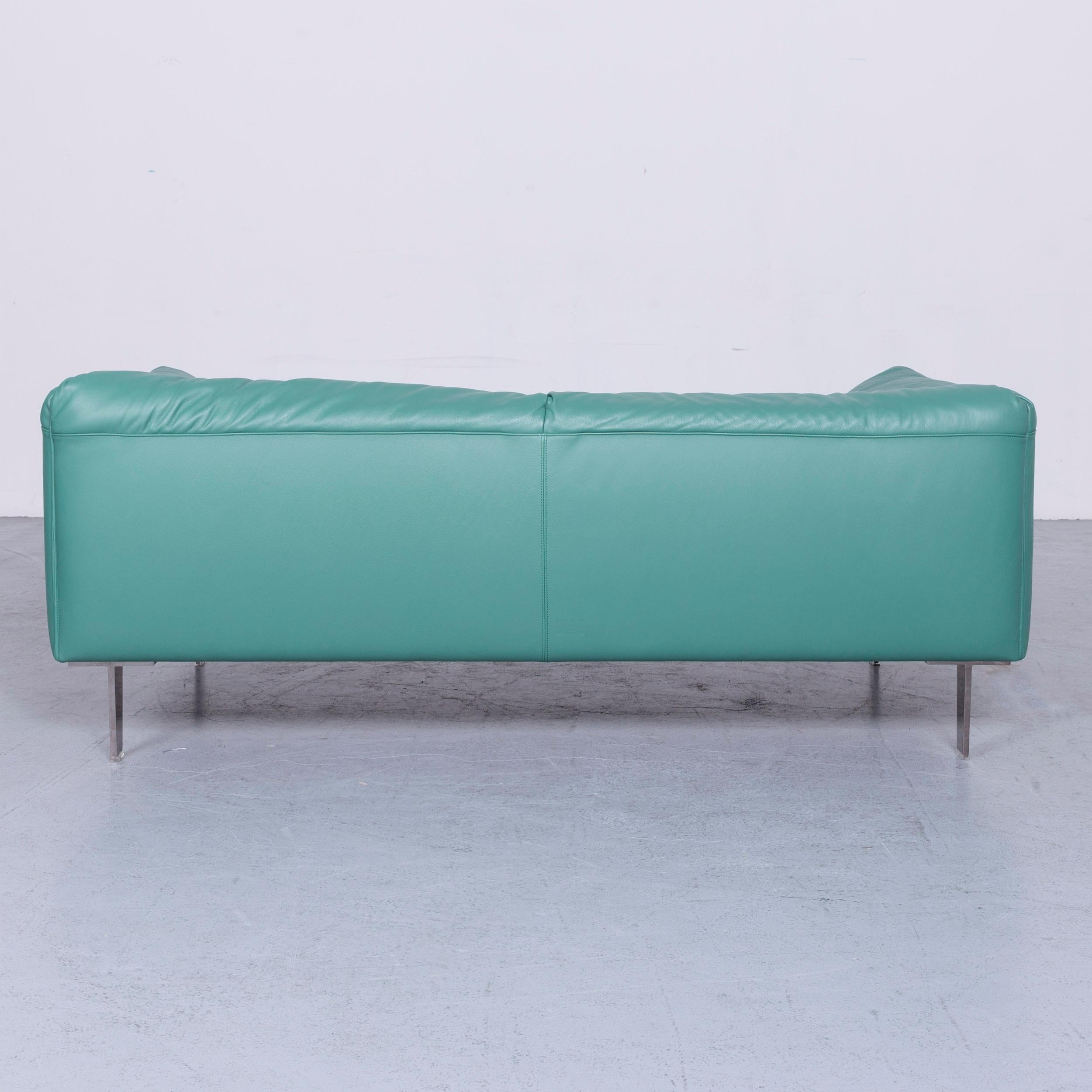 Poltrona Frau John-John Designer Leather Sofa in Mint Two-Seat For Sale 1