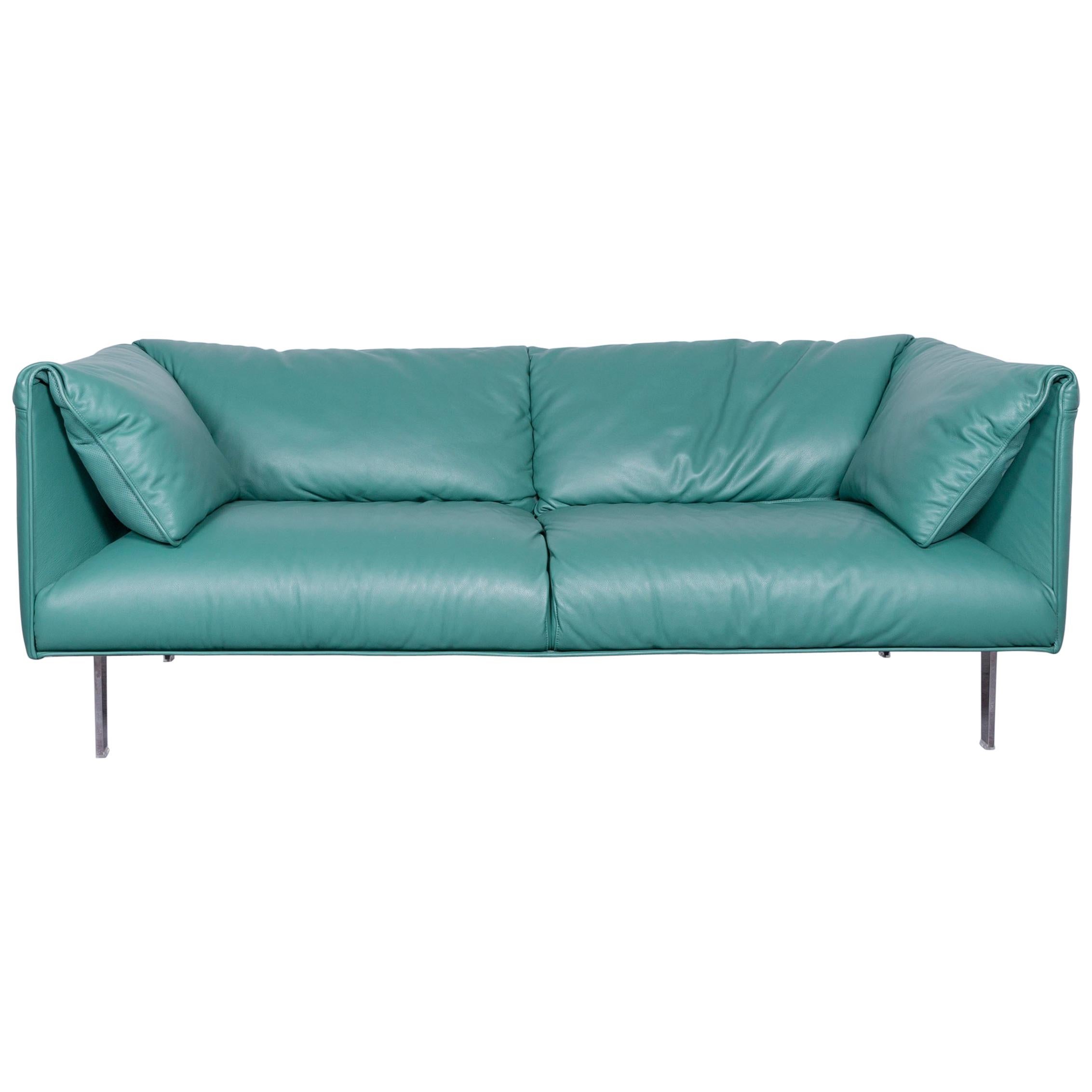 Poltrona Frau John-John Designer Leather Sofa in Mint Two-Seat For Sale