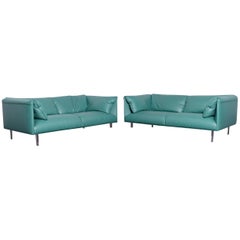 Poltrona Frau John-John Designer Leather Sofa Set in Mint Two-Seat