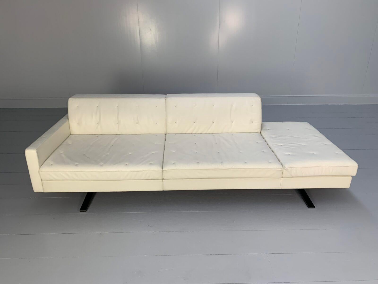 Poltrona Frau “Kennedee” 3-Seat Sofa – In Ivory “Pelle Frau” Leather For Sale 1
