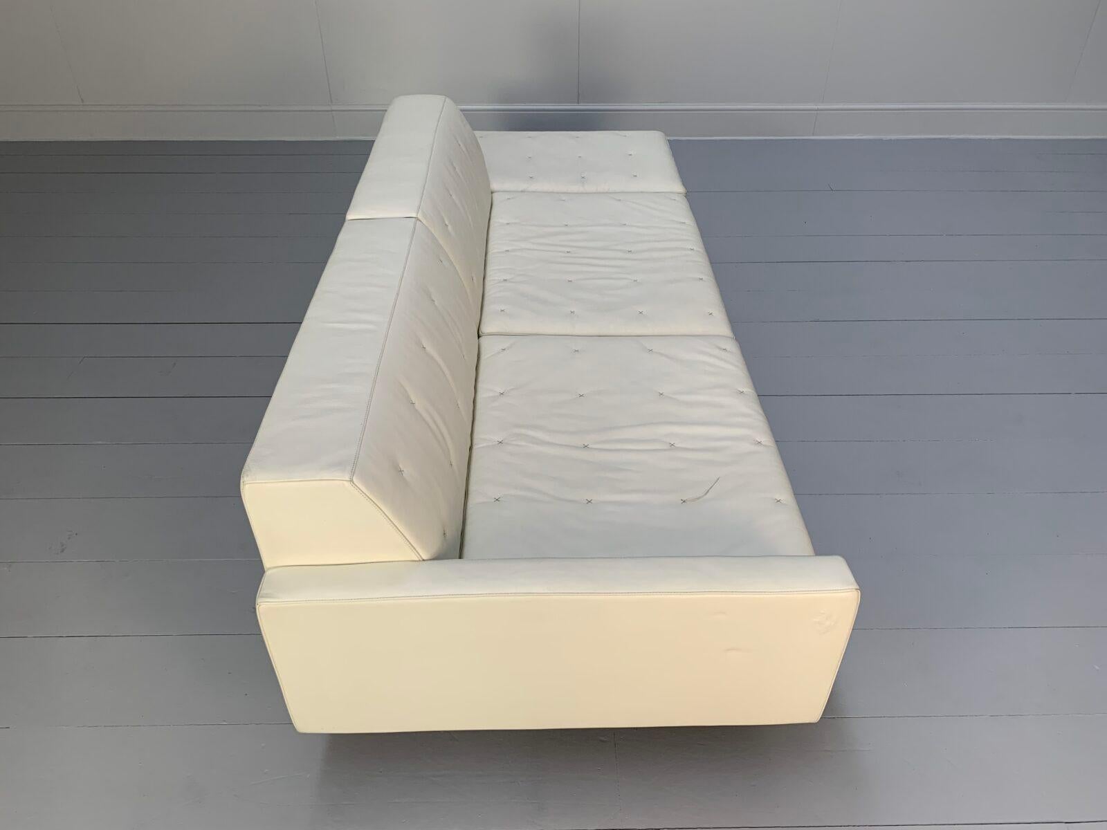 Poltrona Frau “Kennedee” 3-Seat Sofa – In Ivory “Pelle Frau” Leather For Sale 2