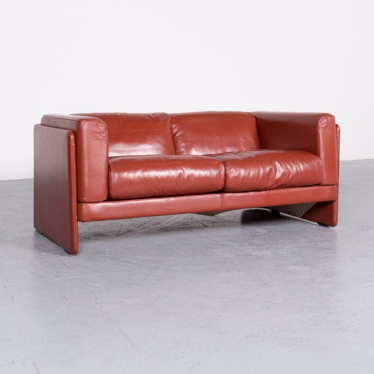 Poltrona Frau La Chapannelle Designer Leather Sofa Orange by Tito Agnoli  Real For Sale at 1stDibs