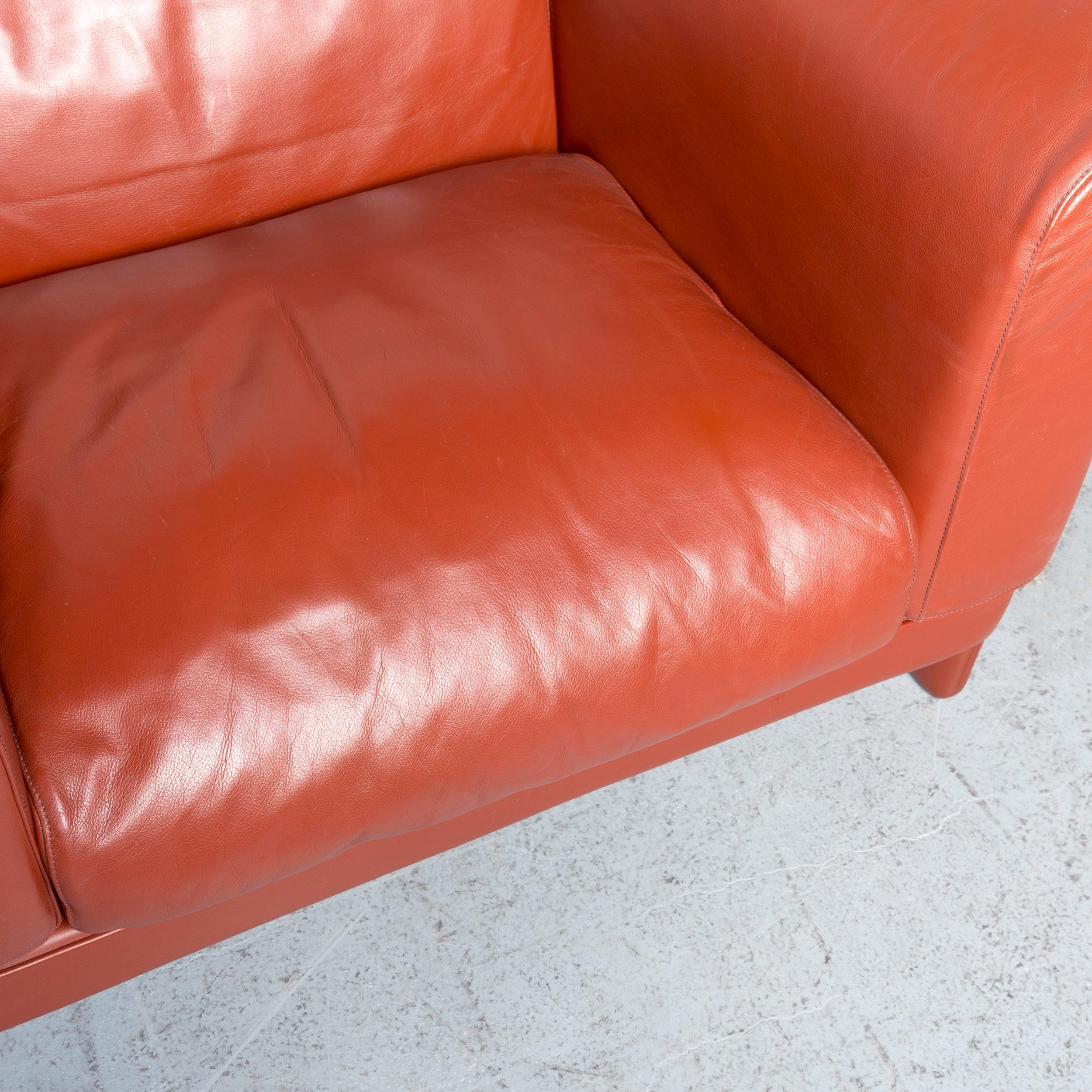 Poltrona Frau Le Chapanelle Designer Leather Armchair Orange by Tito Agnoli In Good Condition For Sale In Cologne, DE