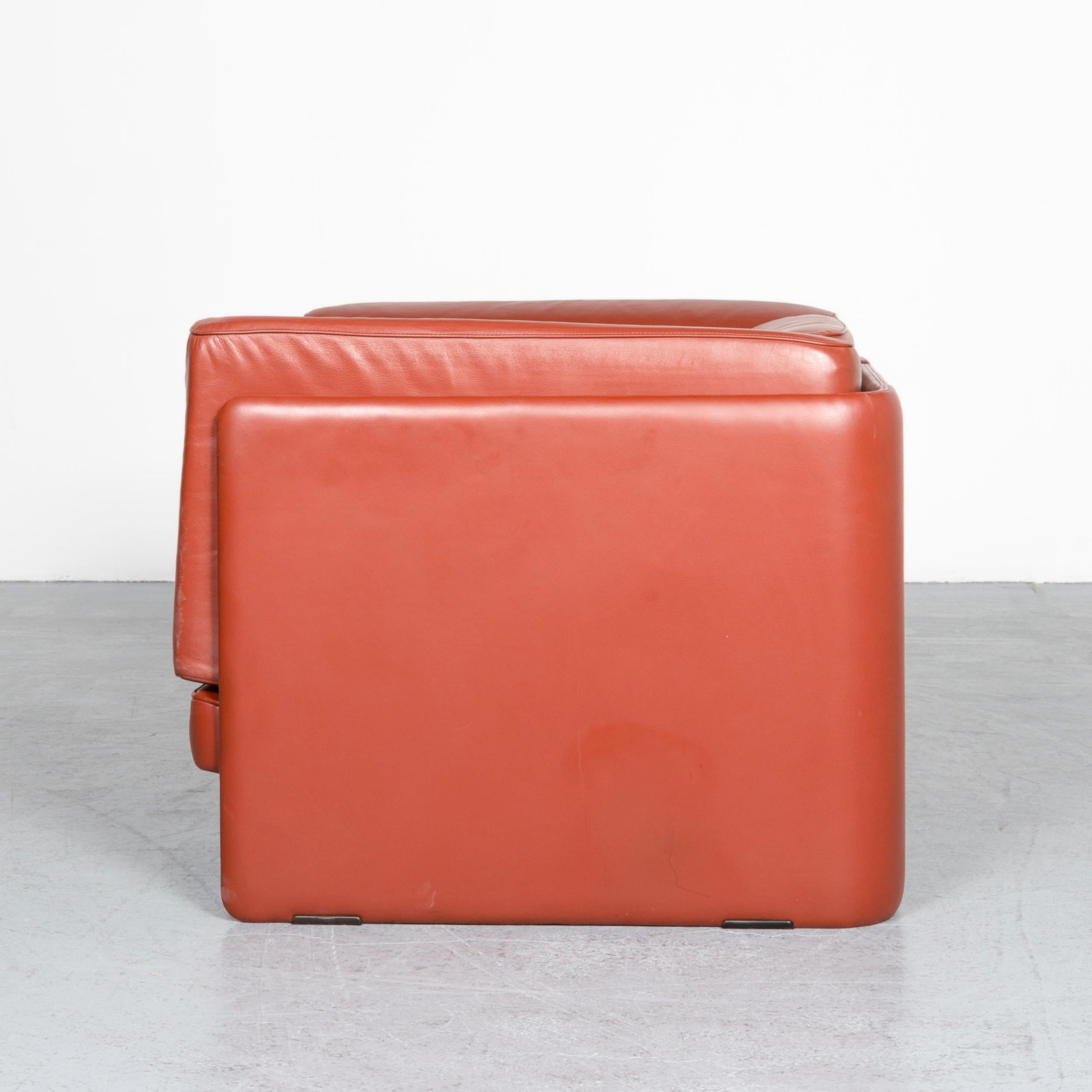 Poltrona Frau Le Chapanelle Designer Leather Armchair Orange by Tito Agnoli For Sale 4