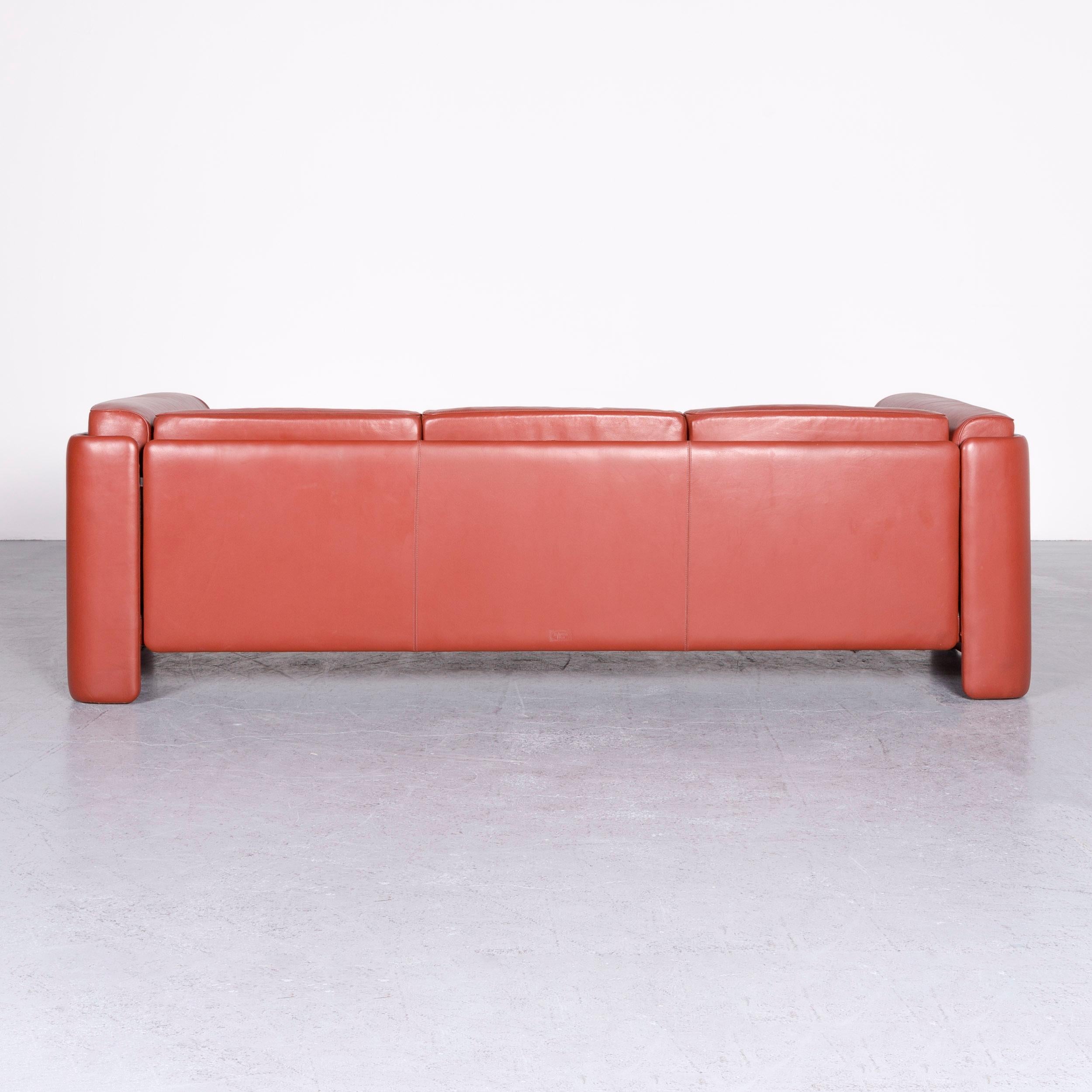 Poltrona Frau Le Chapanelle Designer Leather Sofa Orange by Tito Agnoli For Sale 6