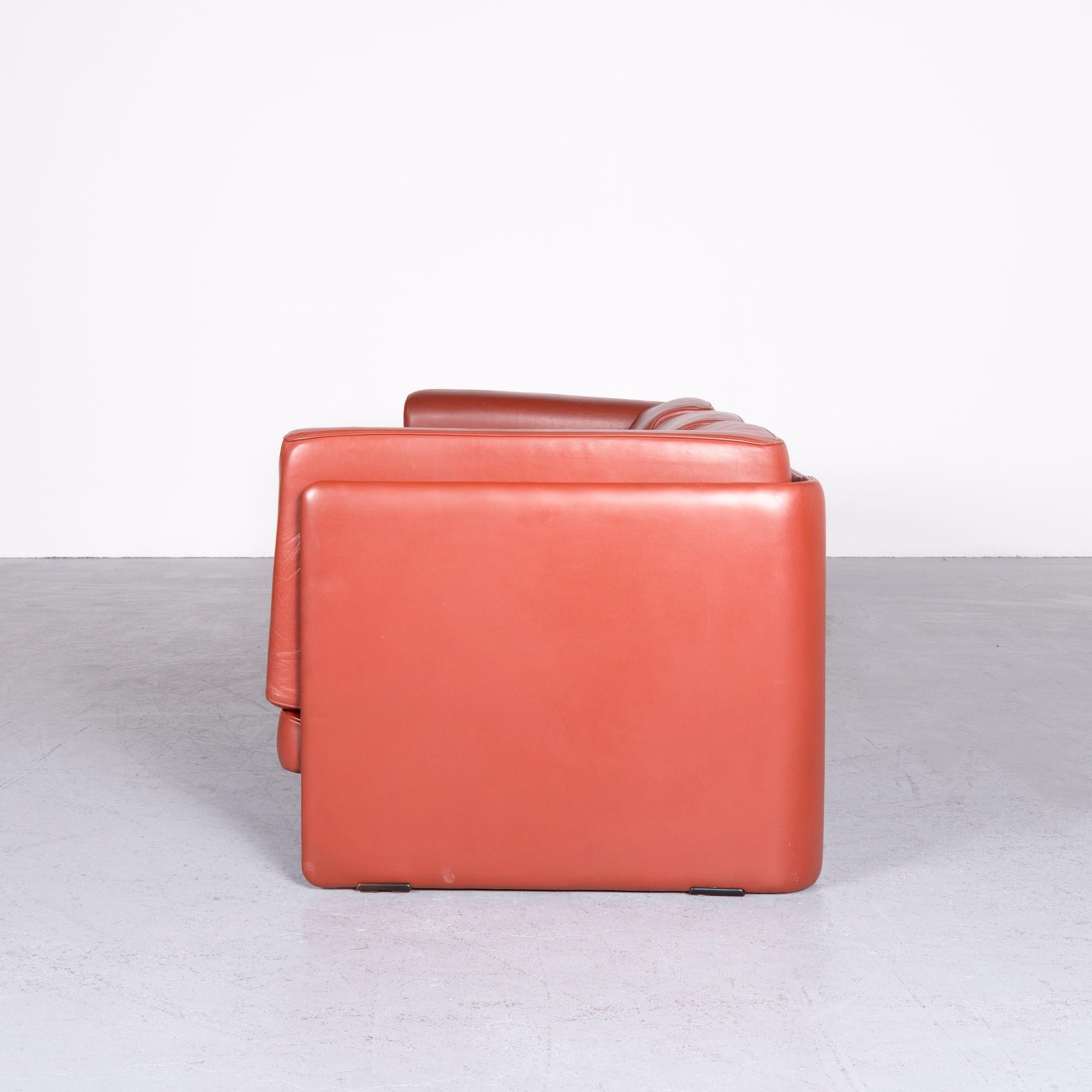 Poltrona Frau Le Chapanelle Designer Leather Sofa Orange by Tito Agnoli For Sale 7