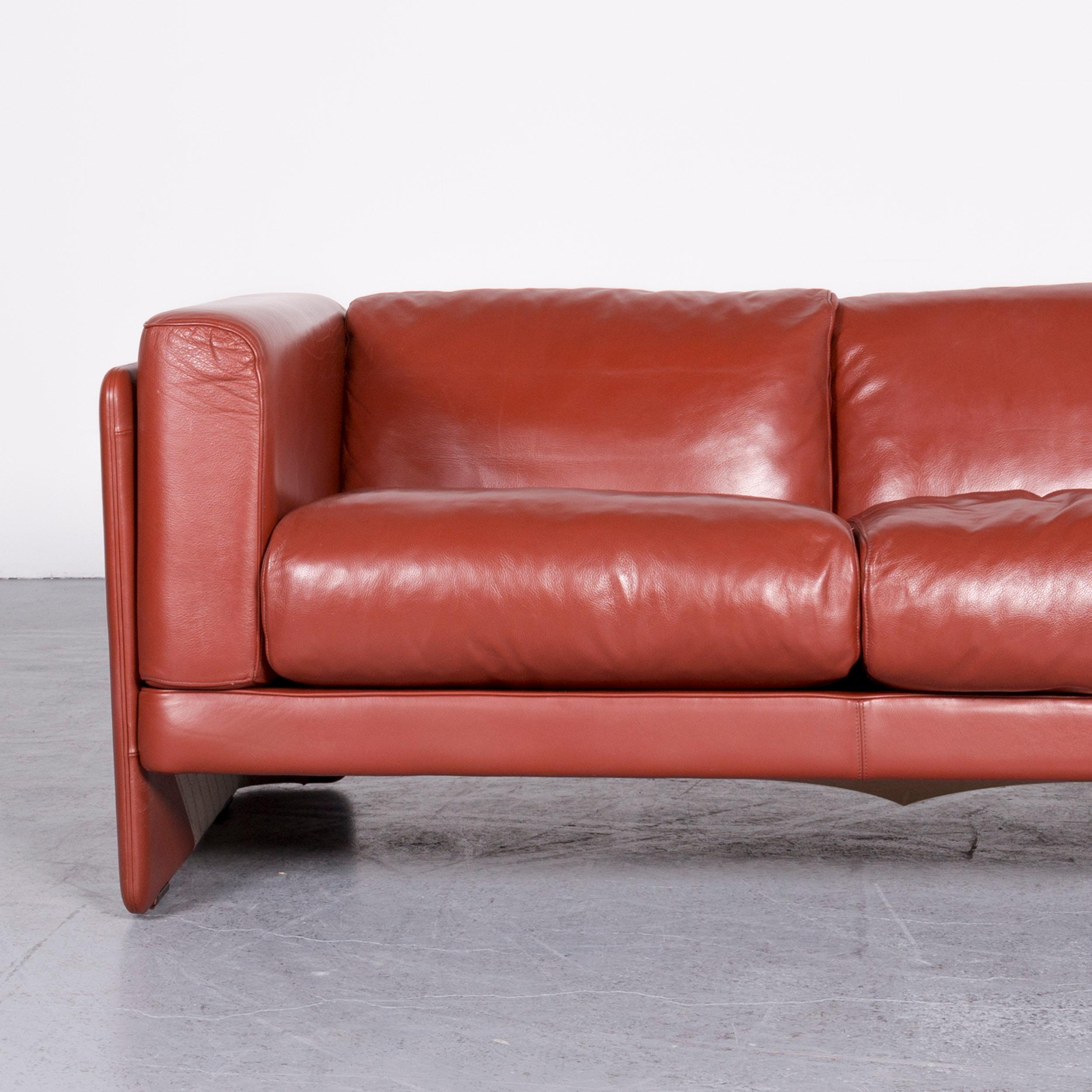 Poltrona Frau Le Chapanelle Designer Leather Sofa Orange by Tito Agnoli In Good Condition For Sale In Cologne, DE