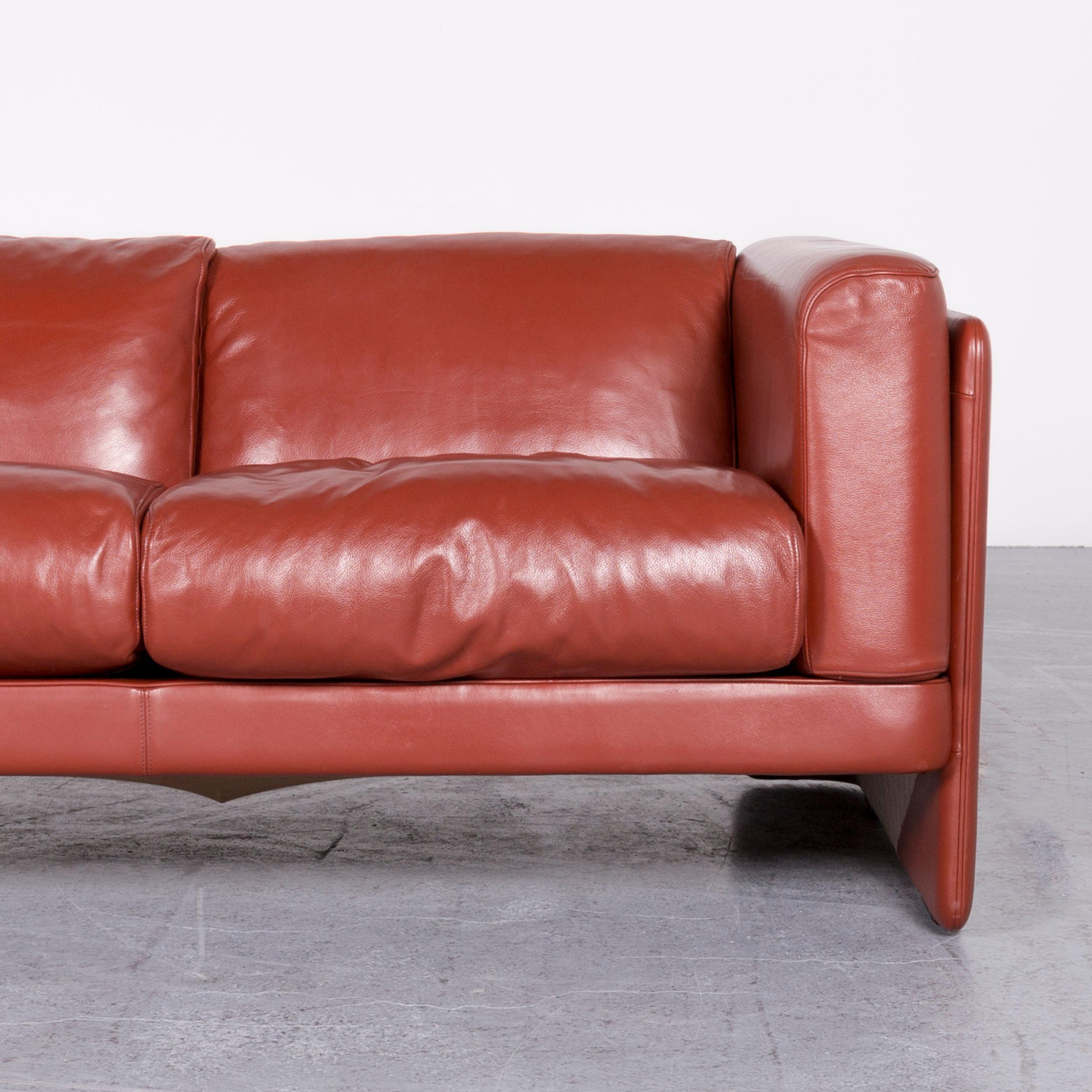 Contemporary Poltrona Frau Le Chapanelle Designer Leather Sofa Orange by Tito Agnoli For Sale