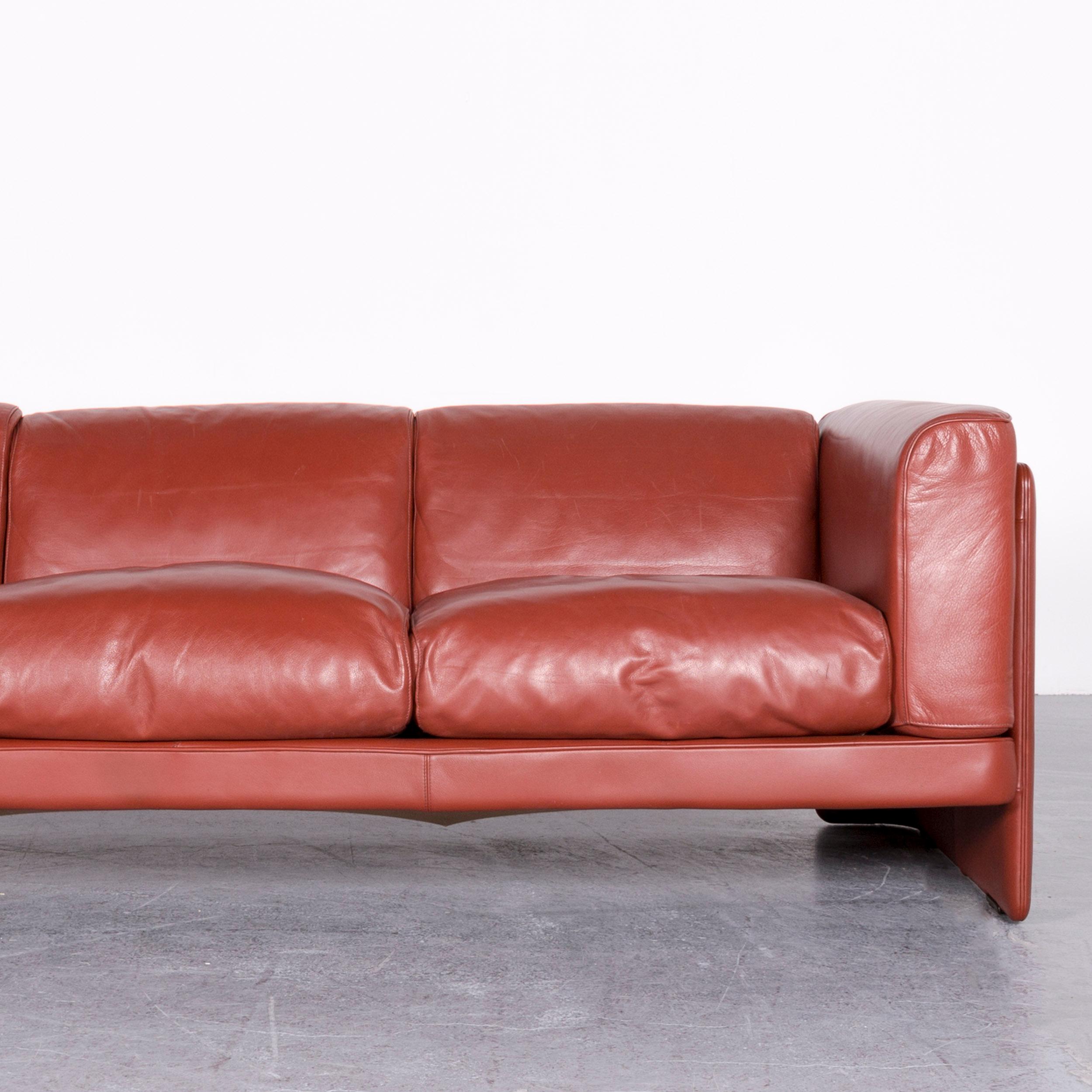 Contemporary Poltrona Frau Le Chapanelle Designer Leather Sofa Orange by Tito Agnoli For Sale