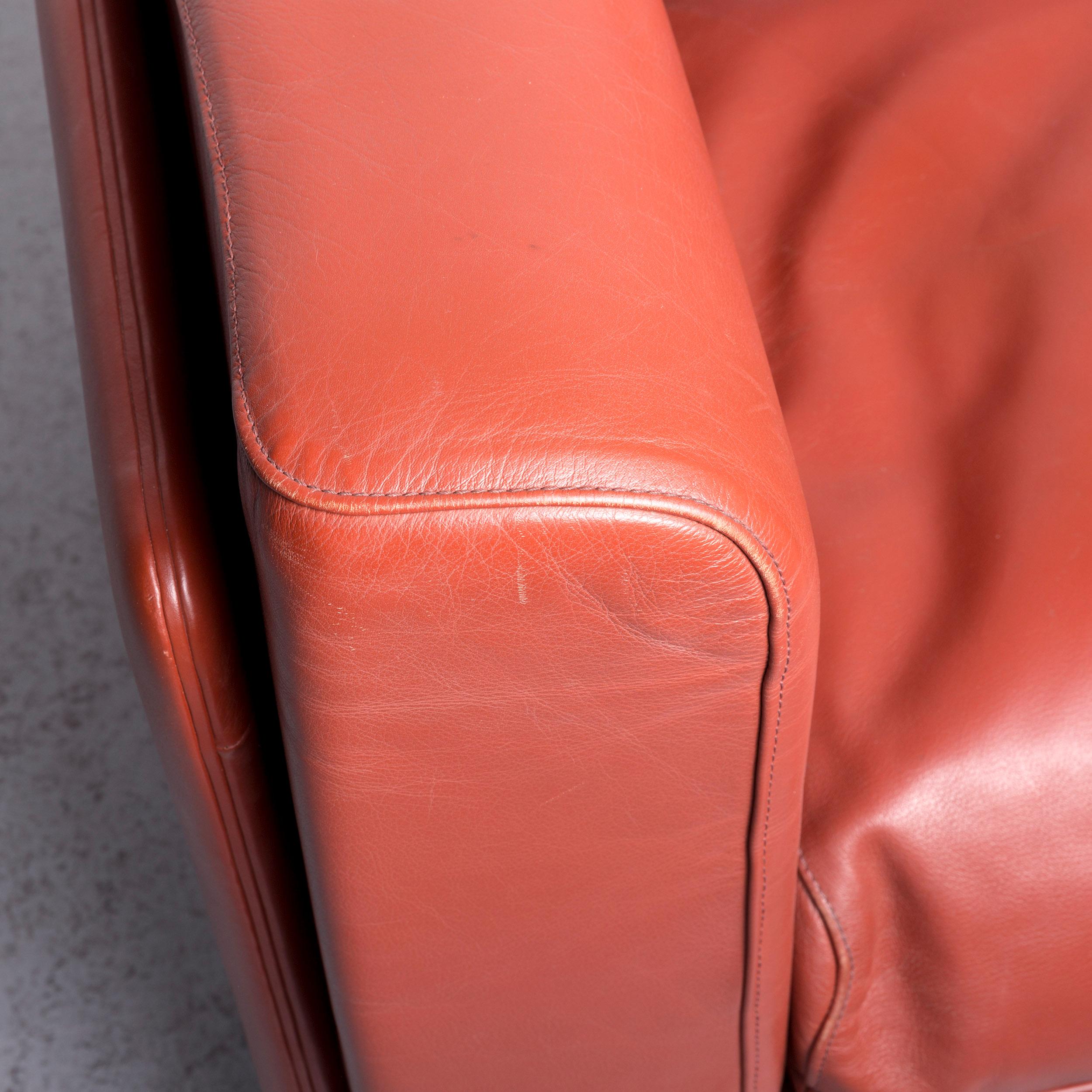 Poltrona Frau Le Chapanelle Designer Leather Sofa Orange by Tito Agnoli For Sale 2