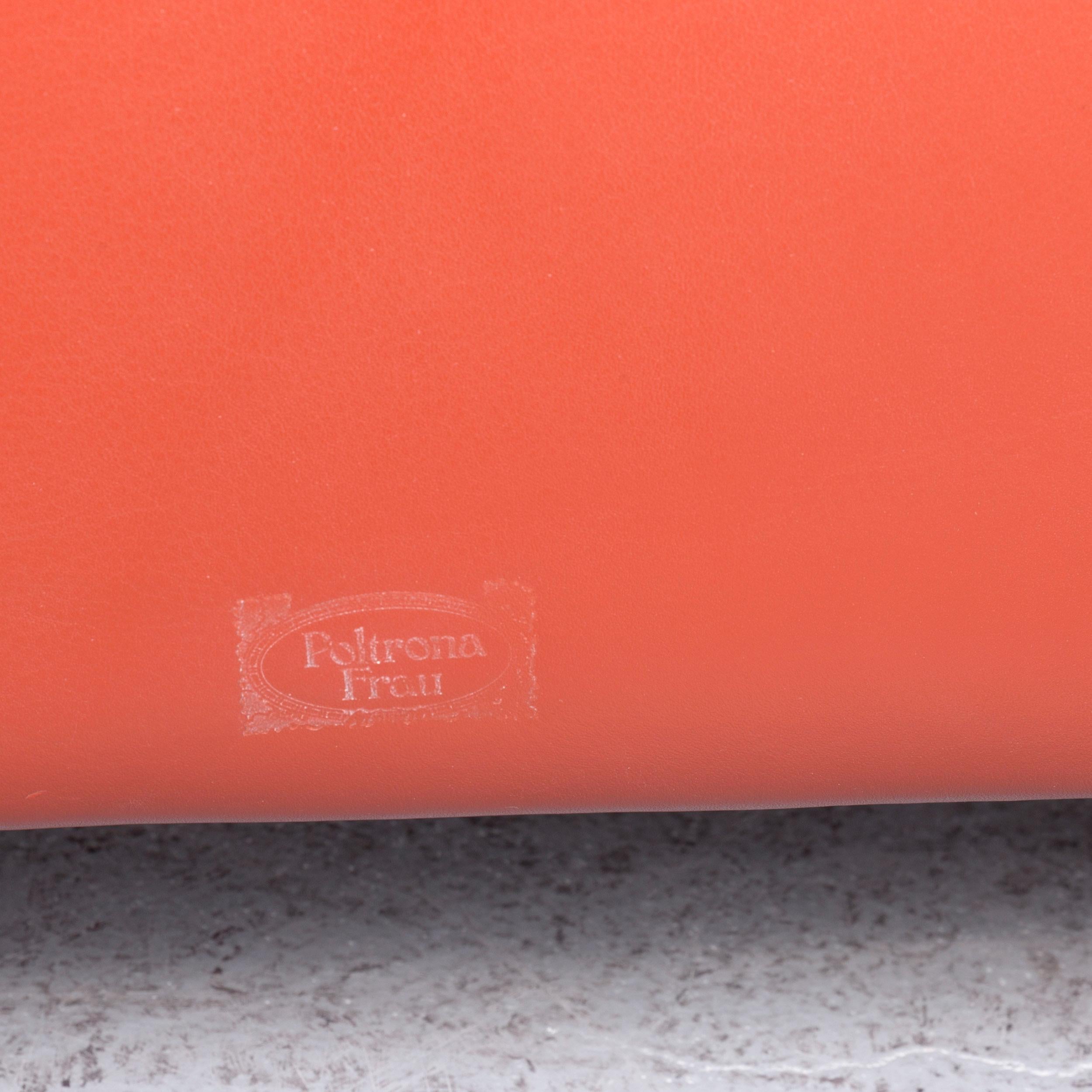 Poltrona Frau Le Chapanelle Designer Leather Sofa Orange by Tito Agnoli For Sale 4