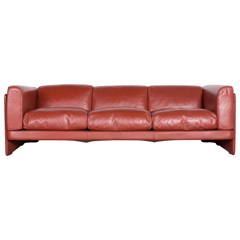 Poltrona Frau Le Chapanelle Designer Leather Sofa Orange By Tito