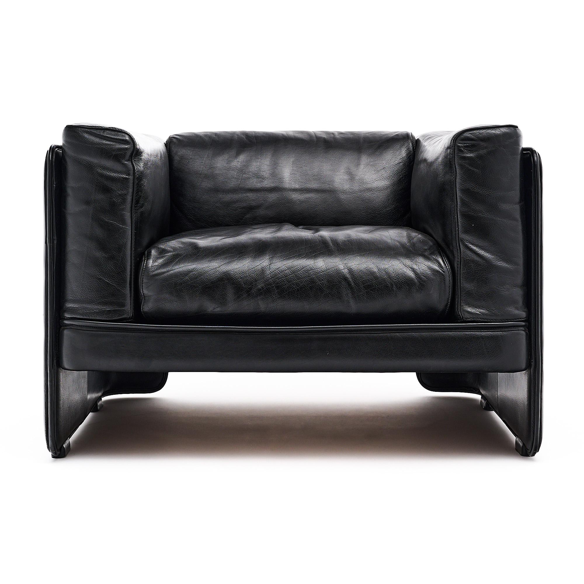 Leather armchair of black leather by Poltrona Frau.