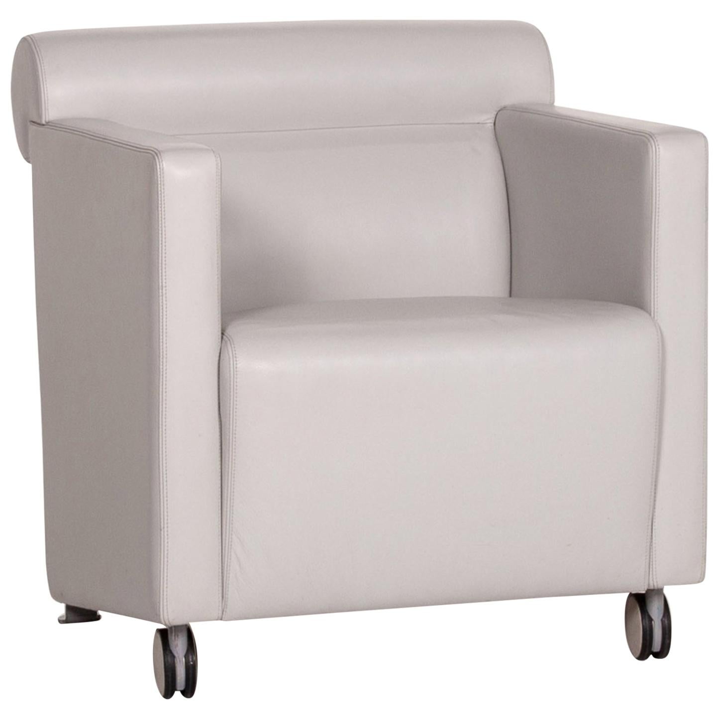 Poltrona Frau Leather Armchair Gray For Sale