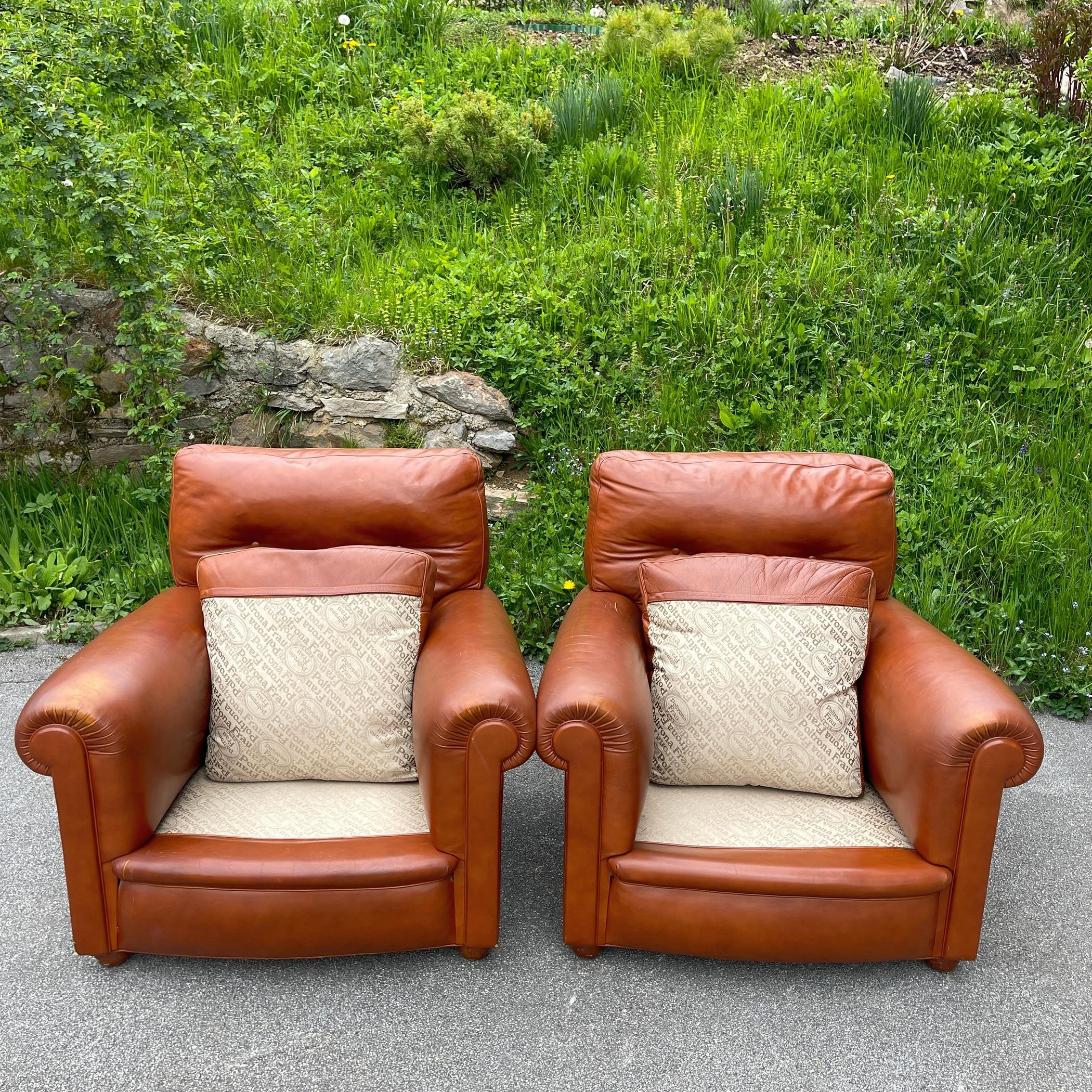 Poltrona Frau Poltrone in pelle Edoardo Italia 1970 Set di 2 in vendita 8