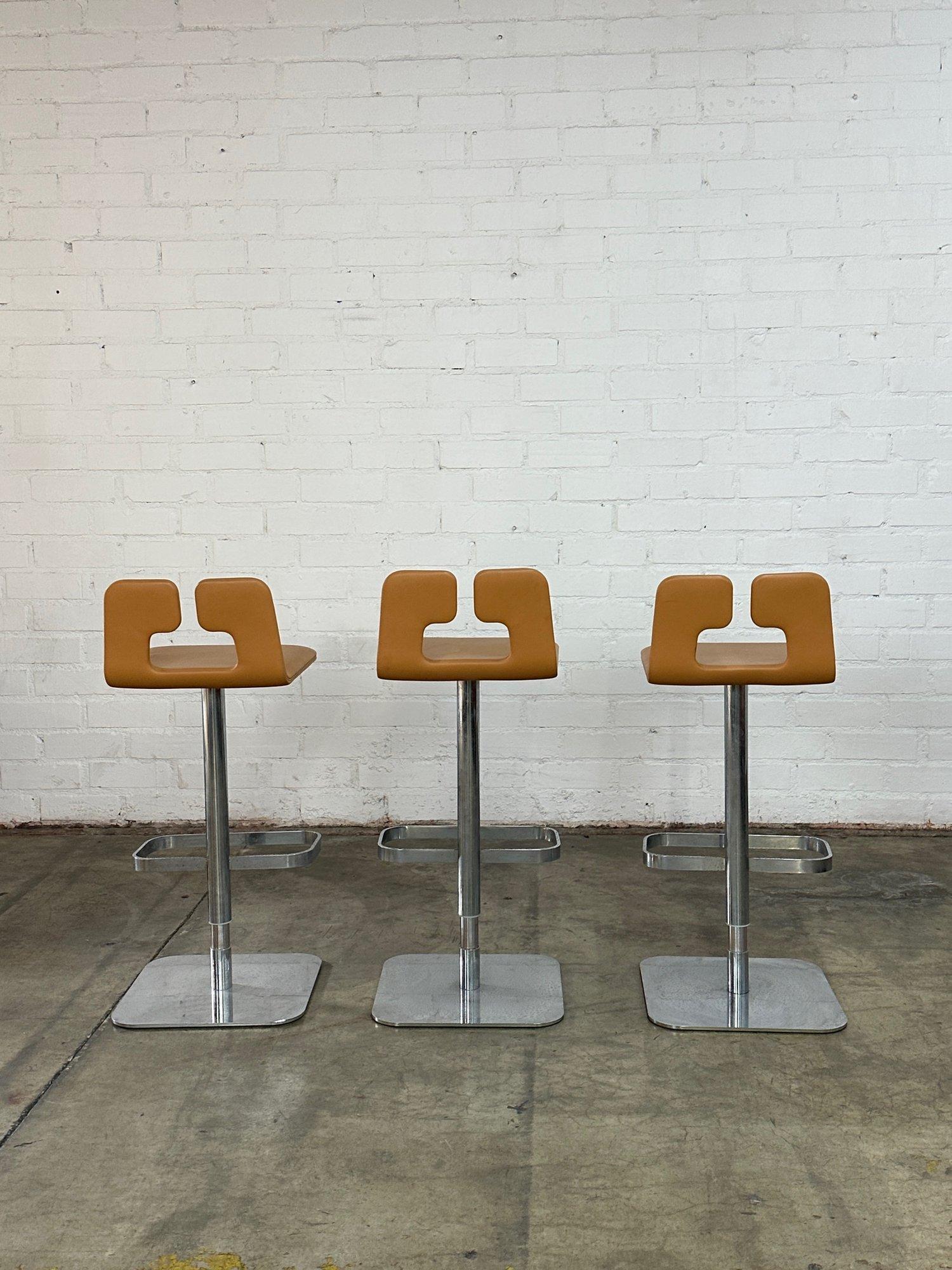 Poltrona Frau Leather Bar Stools- Set of three For Sale 2