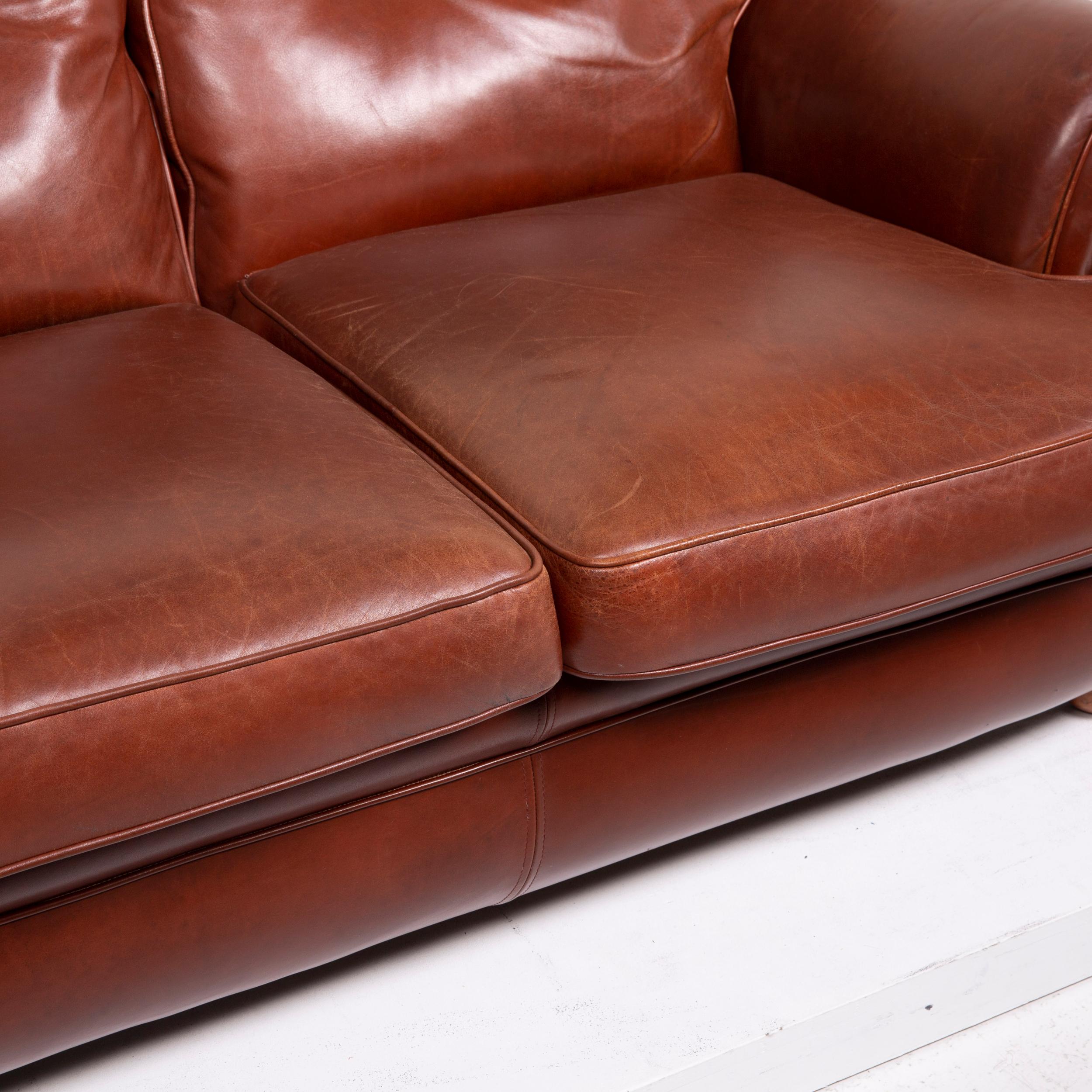 Modern Poltrona Frau Leather Sofa Cognac Two-Seat