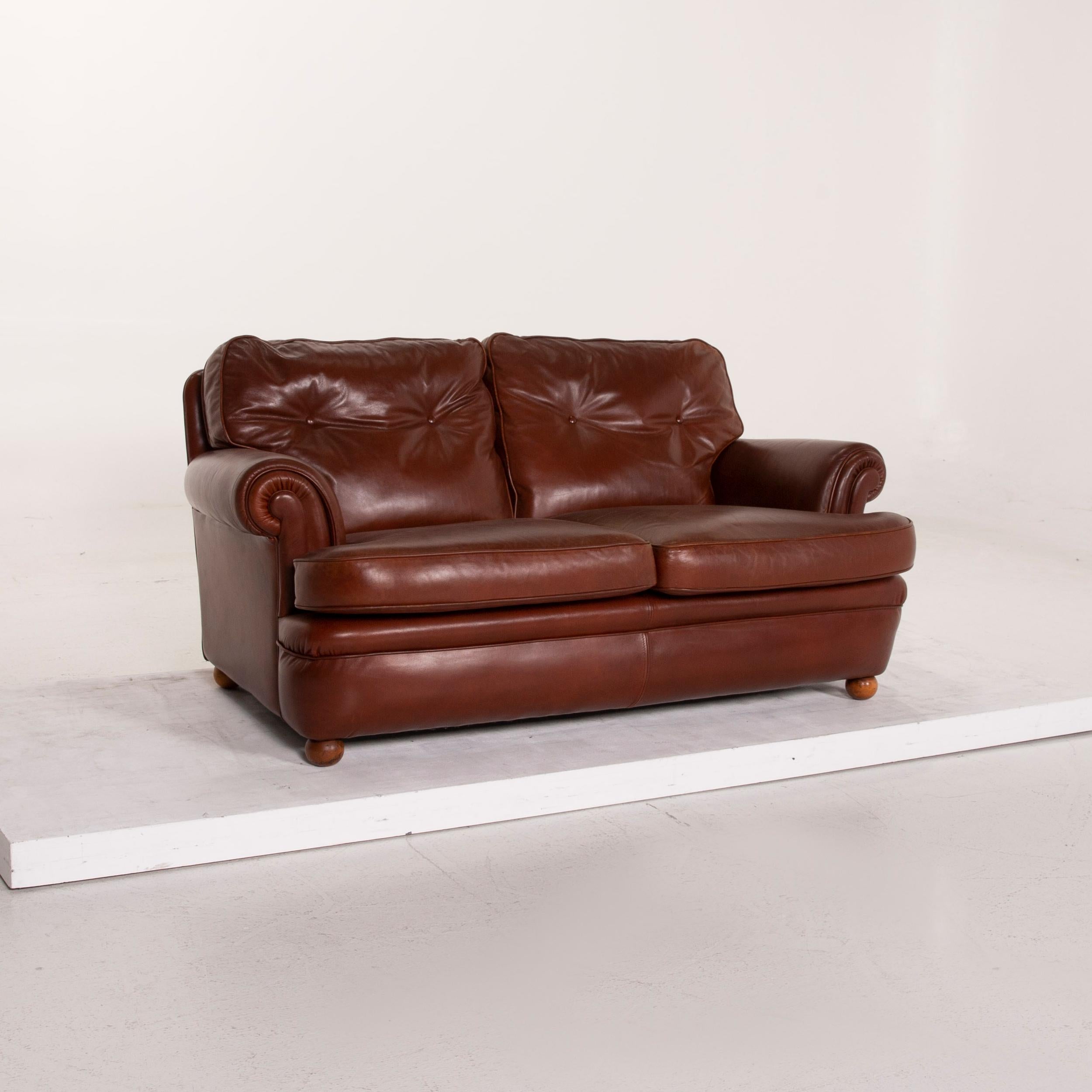 Contemporary Poltrona Frau Leather Sofa Cognac Two-Seat
