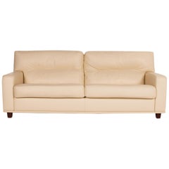Poltrona Frau Leather Sofa Cream Two-Seat Couch