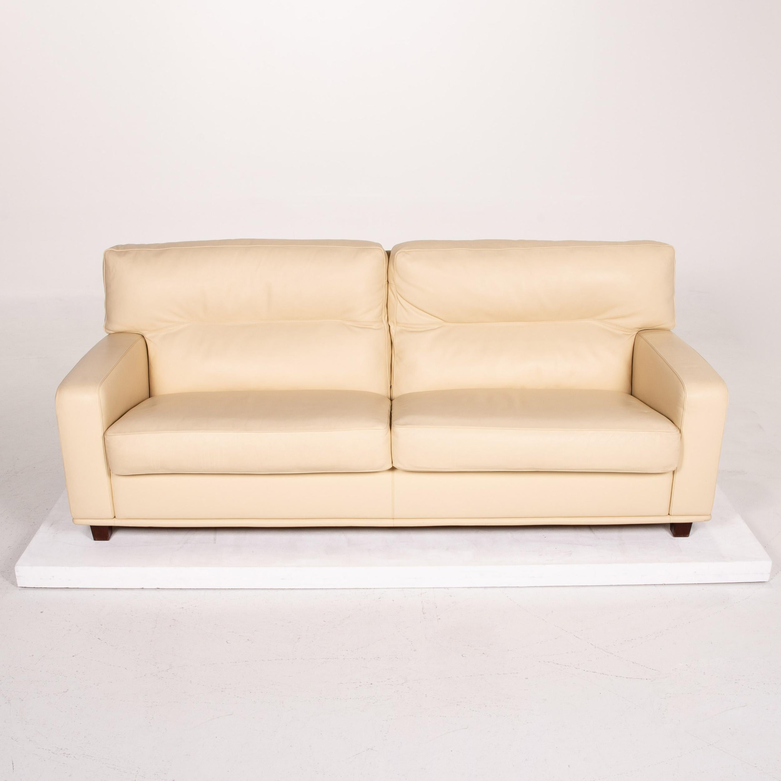 Poltrona Frau Leather Sofa Cream Two-Seat Couch 3