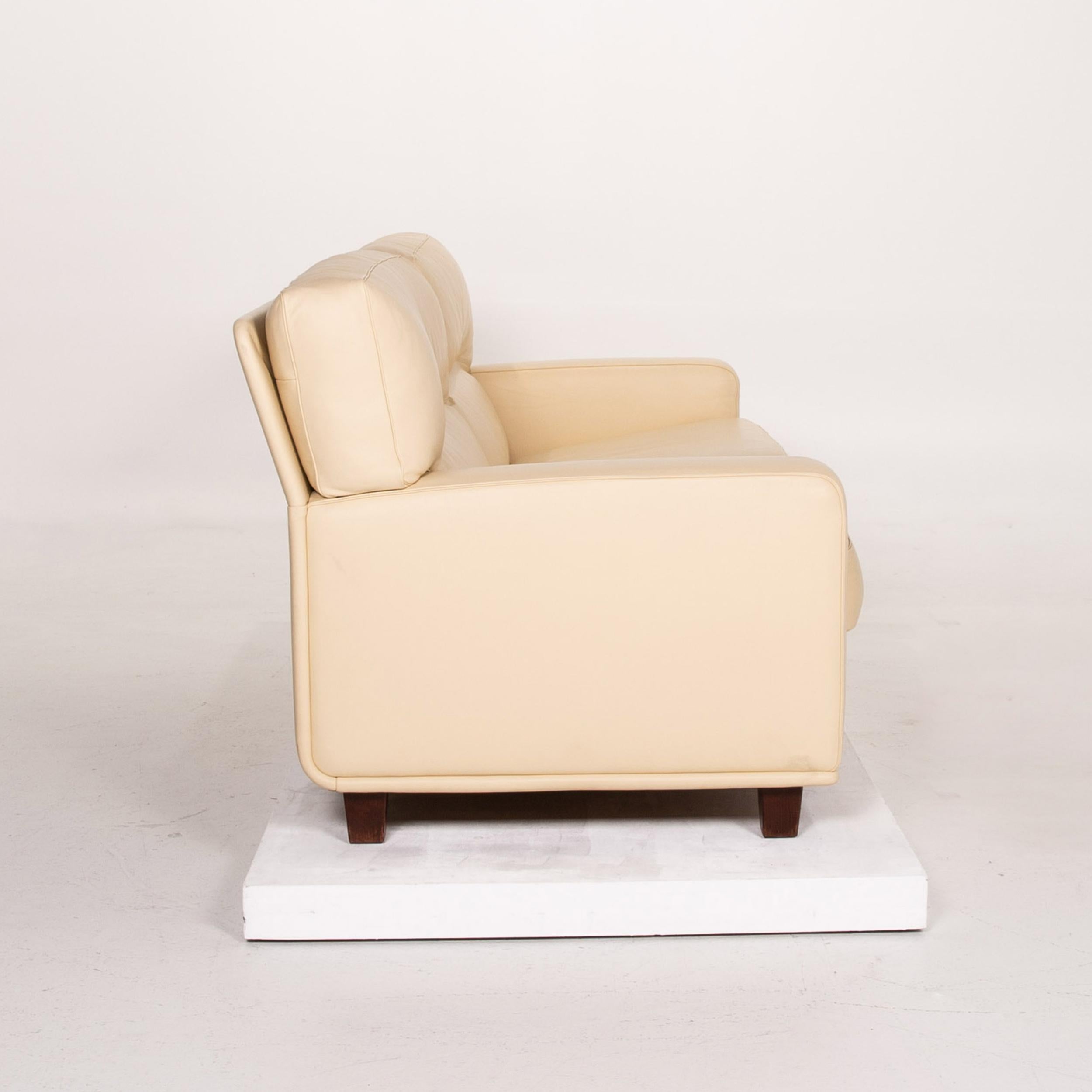 Poltrona Frau Leather Sofa Cream Two-Seat Couch 4