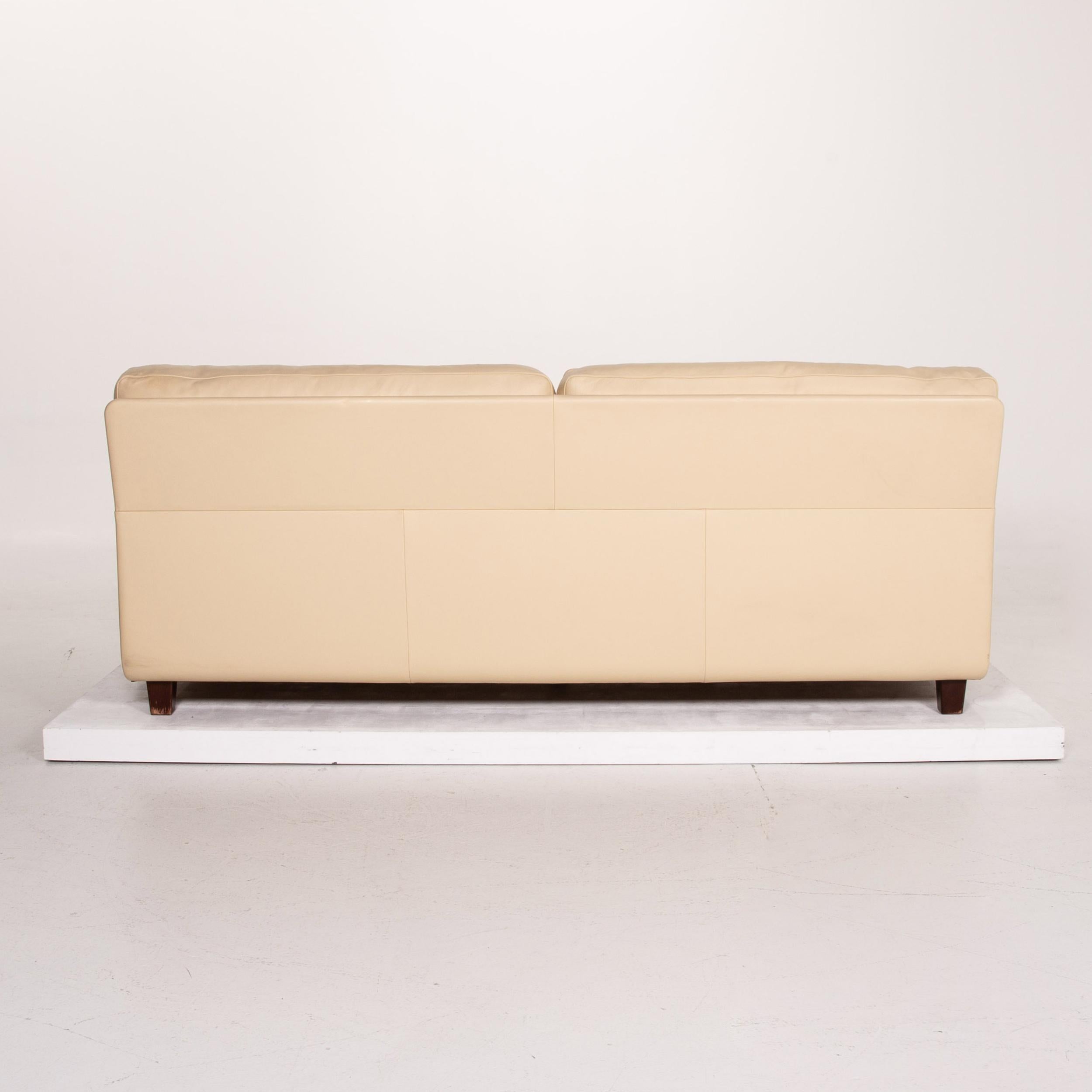 Poltrona Frau Leather Sofa Cream Two-Seat Couch 5