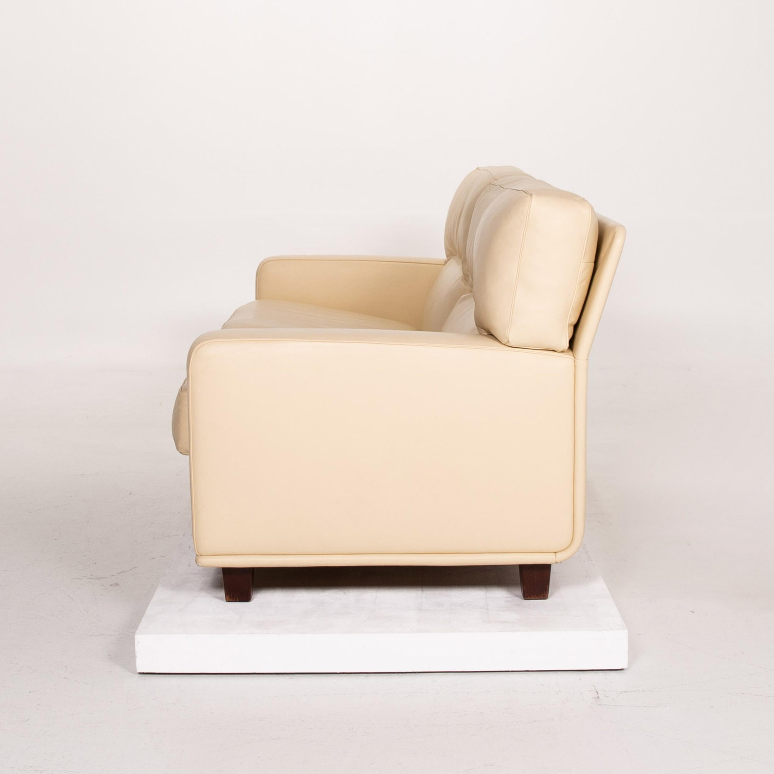 Poltrona Frau Leather Sofa Cream Two-Seat Couch 6