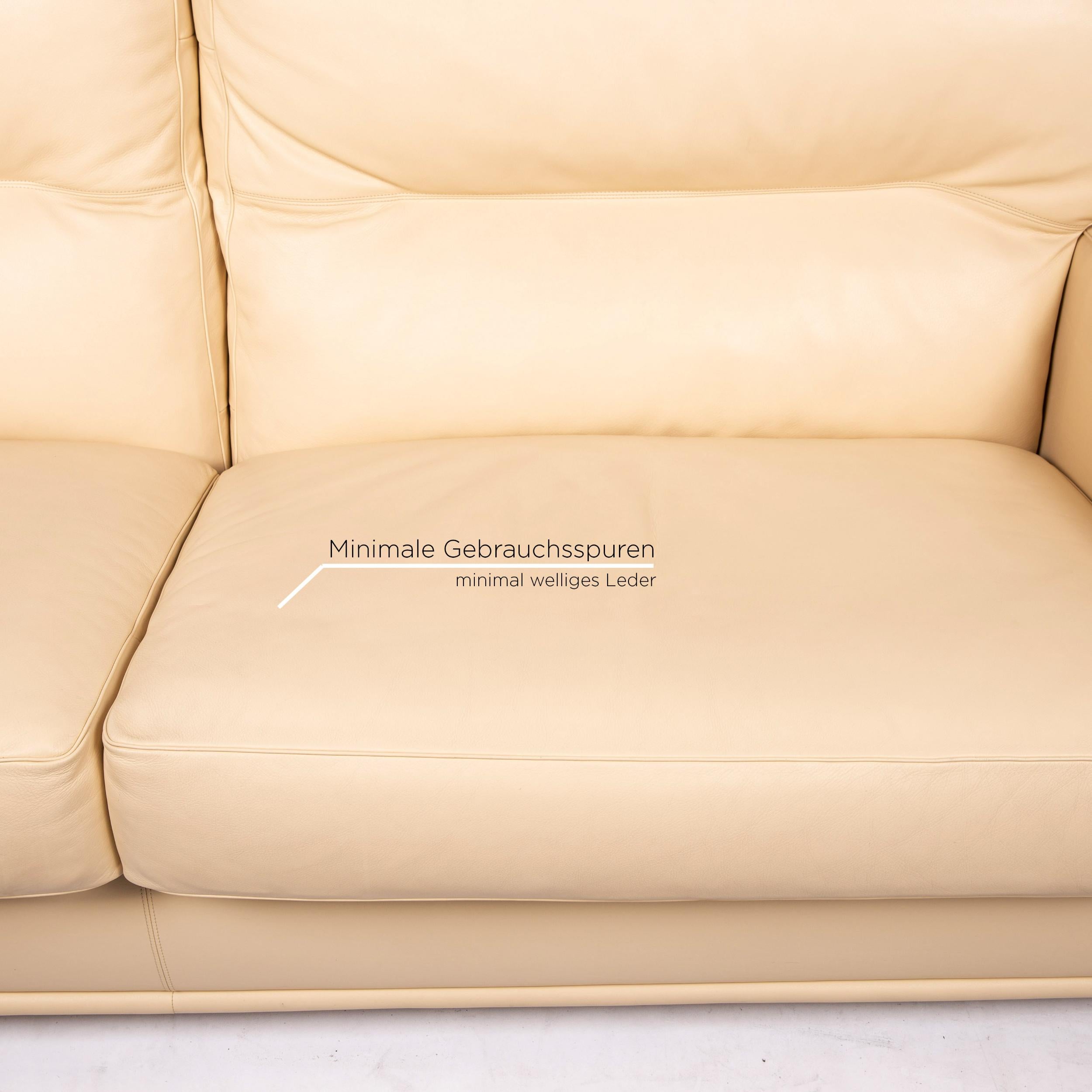 Modern Poltrona Frau Leather Sofa Cream Two-Seat Couch