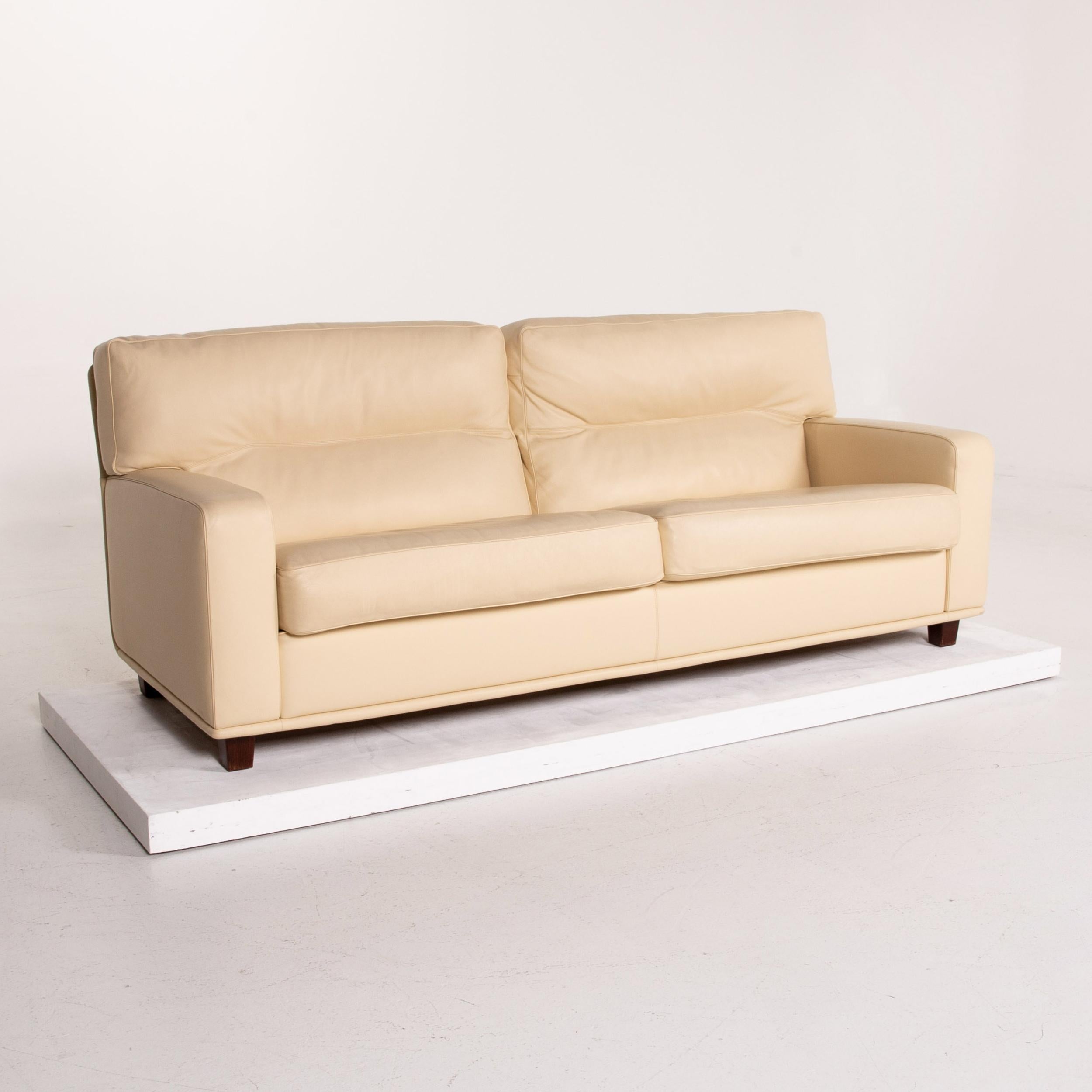 Poltrona Frau Leather Sofa Cream Two-Seat Couch 2