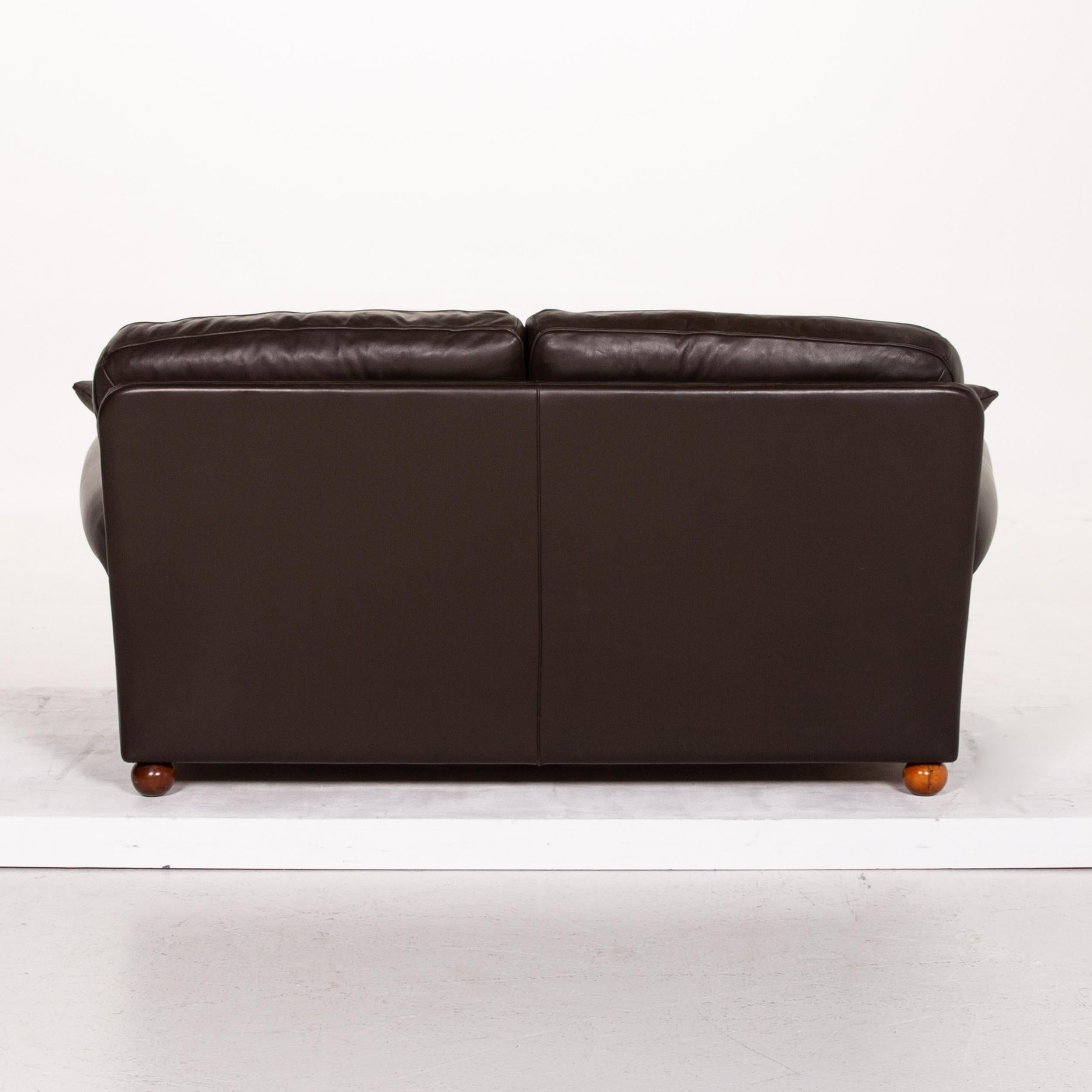Poltrona Frau Leather Sofa Dark Brown Brown Two-Seat Couch 3