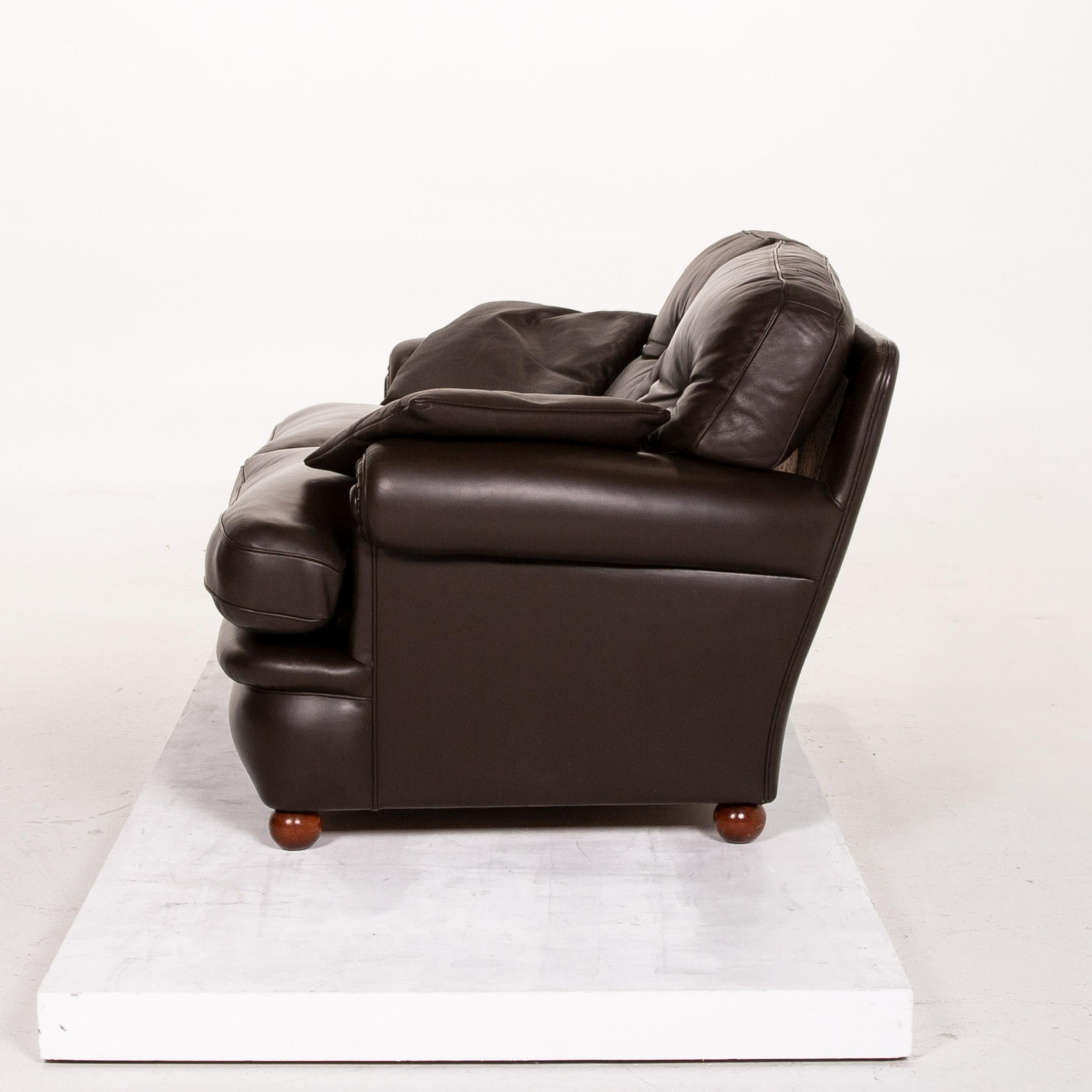 Poltrona Frau Leather Sofa Dark Brown Brown Two-Seat Couch 4